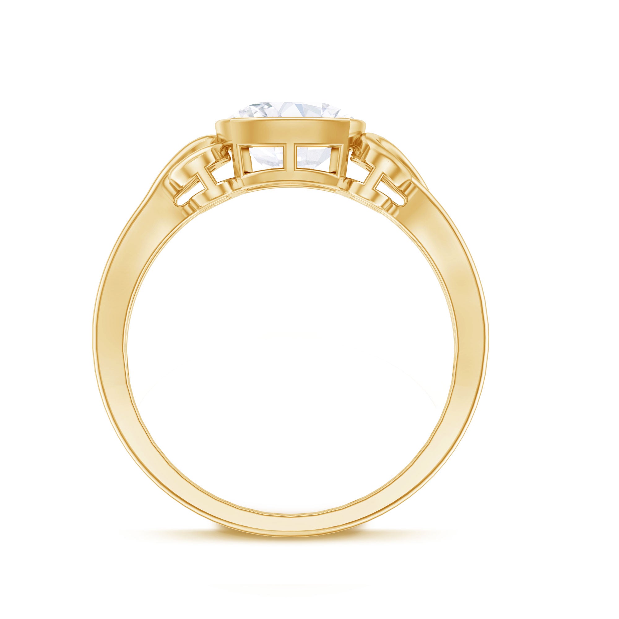 Cushion Cut Cubic Zirconia Vintage Inspired Solitaire Ring in Bezel Setting AAAA - Rosec Jewels