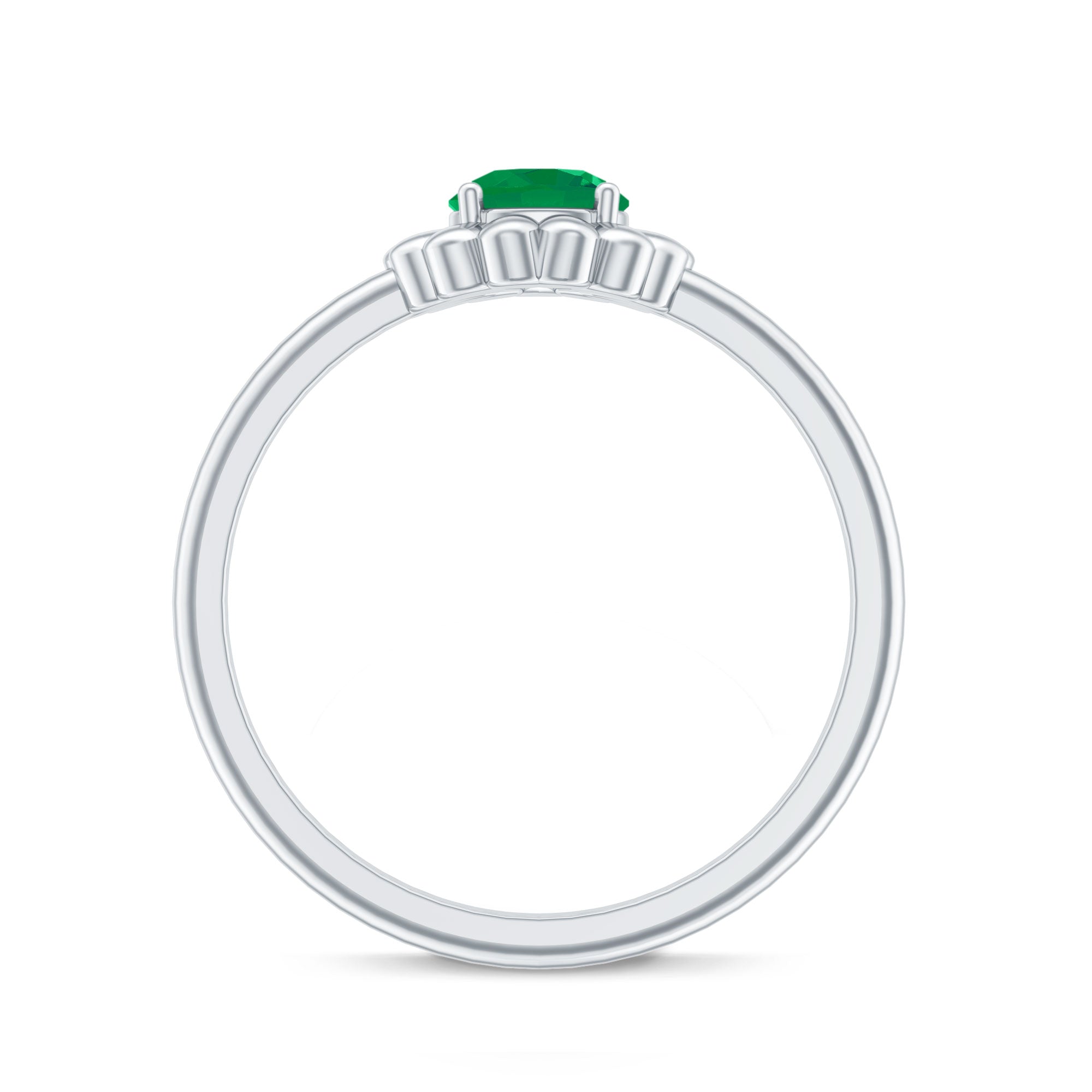 Certified Natural Emerald Flower Promise Ring with Certificate AAA - Rosec Jewels