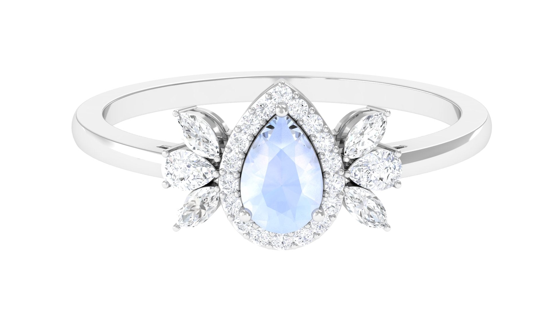 1.25 CT Pear Shape Moonstone Engagement Ring with Diamond Accent