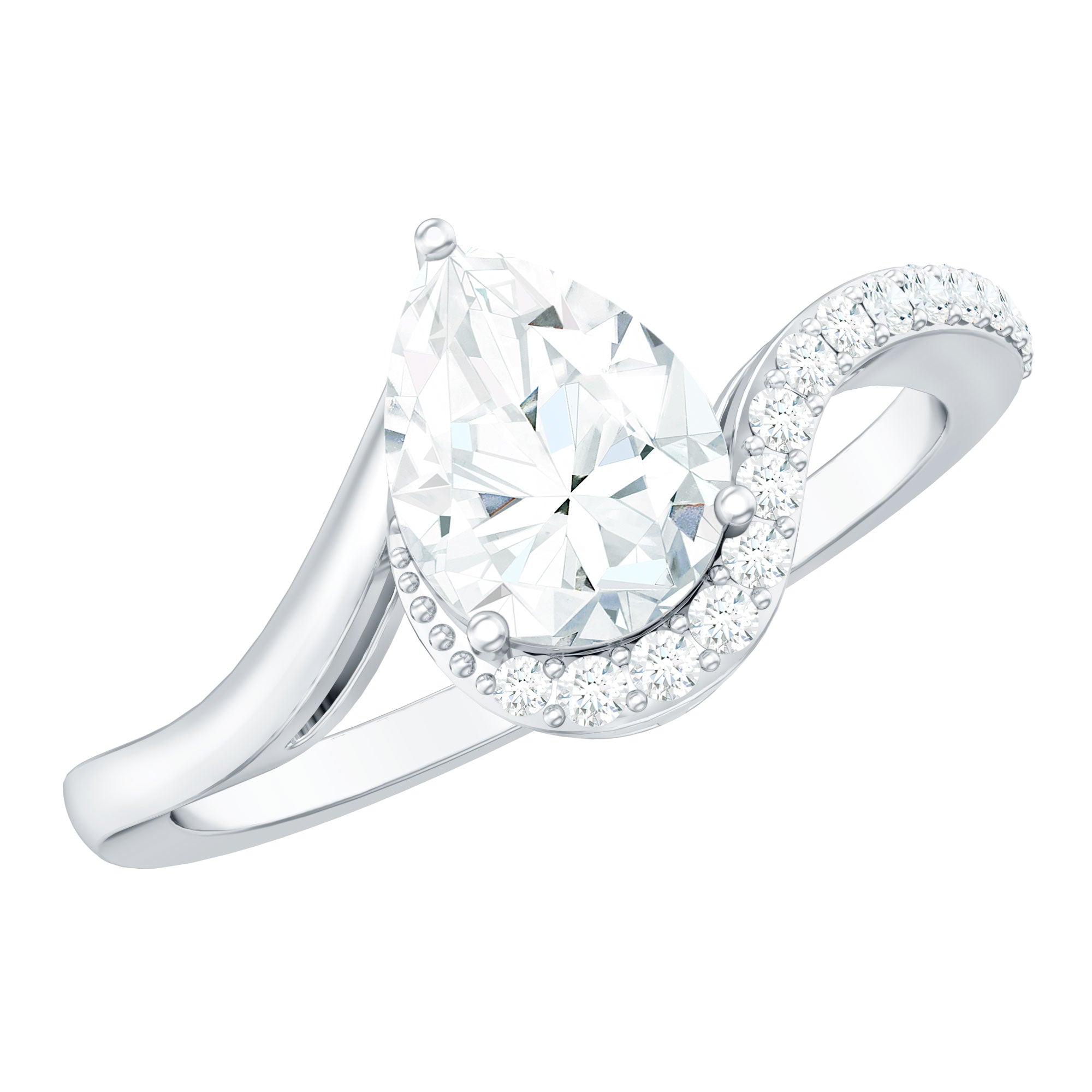 Certified Moissanite Designer Pear Shape Engagement Ring
