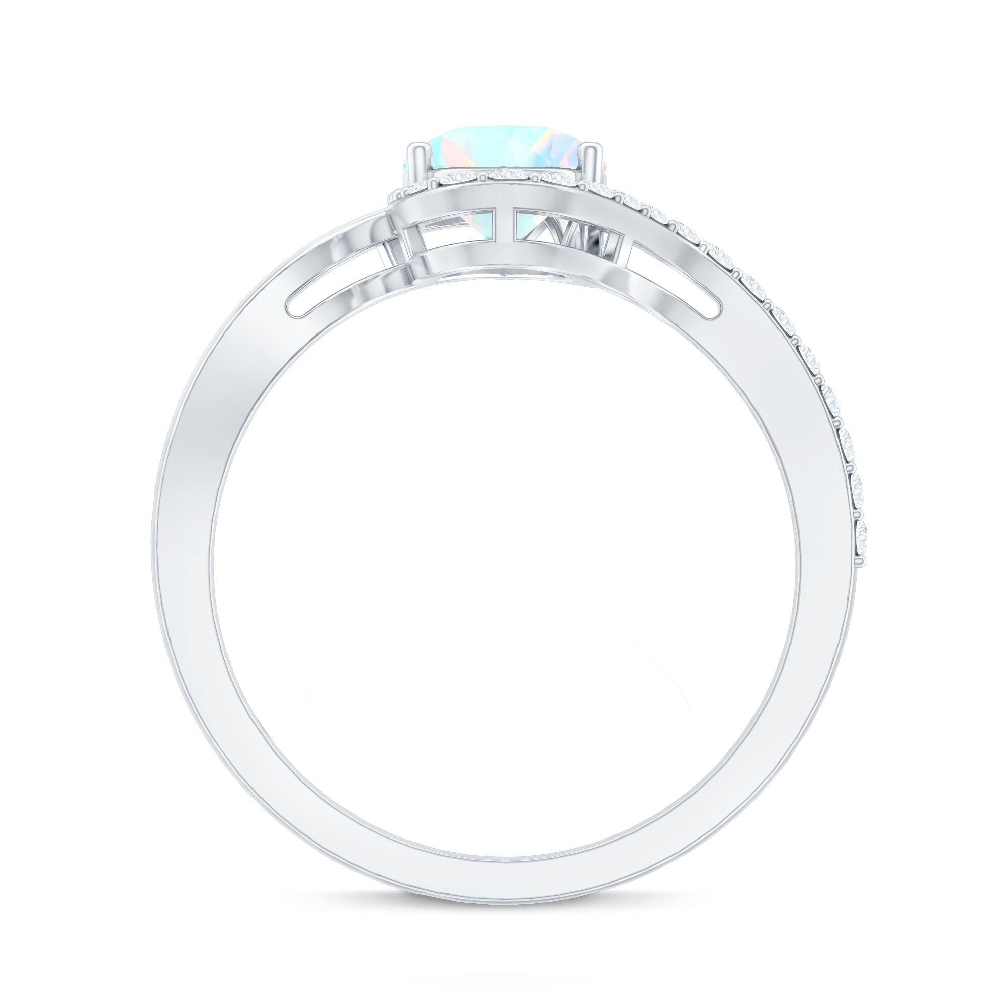 0.7 Carat Pear Cut Ethiopian Opal Engagement Ring with Diamond AAA - Rosec Jewels