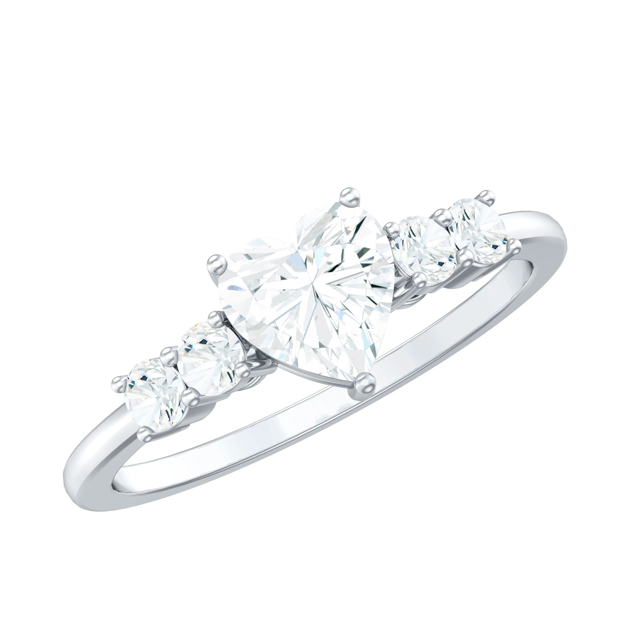 Certified Brilliant Cut Moissanite Heart Promise Ring for Her