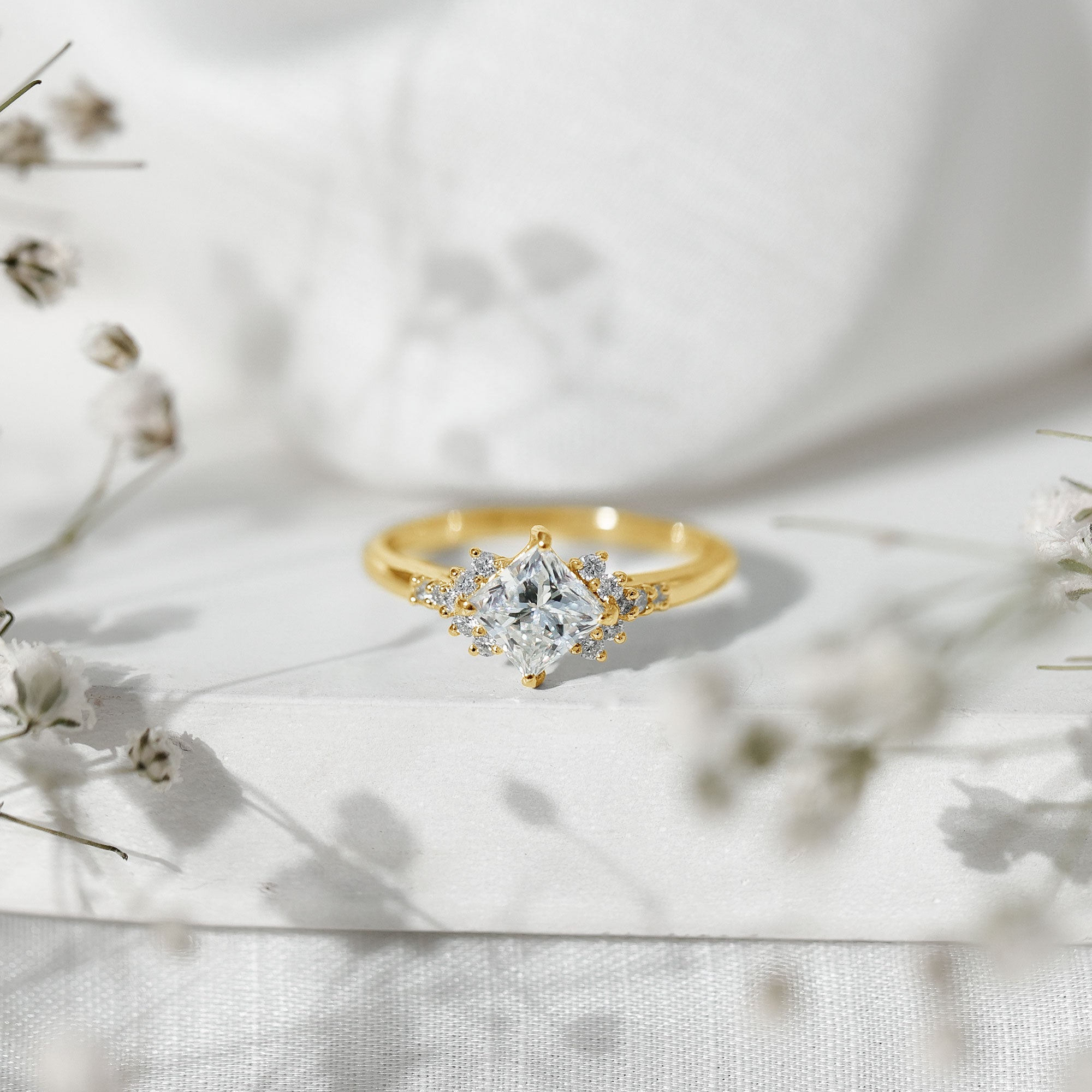 Simple Princess Cut Simulated Diamond Engagement Ring AAAA - Rosec Jewels