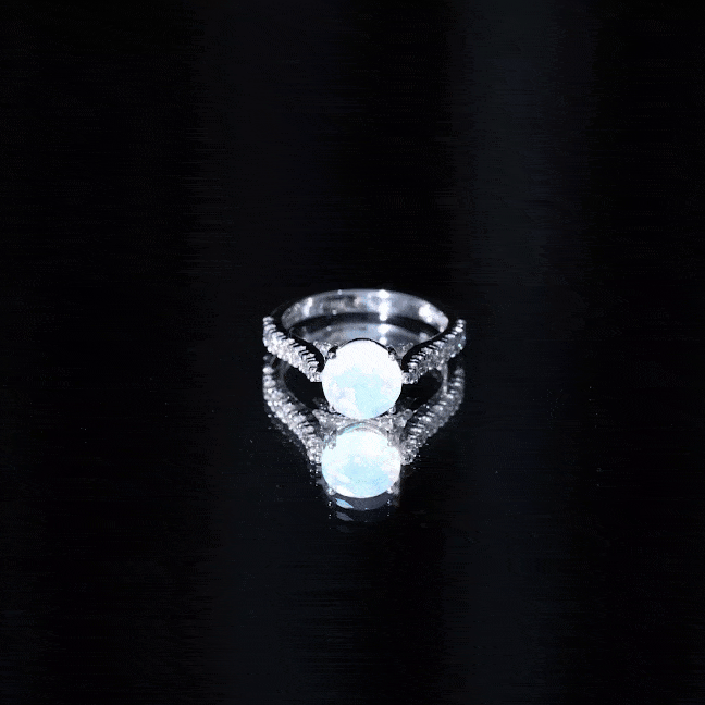 Natural 2 Carat Ethiopian Opal Diamond Engagement Ring with Side Stones AAA - Rosec Jewels
