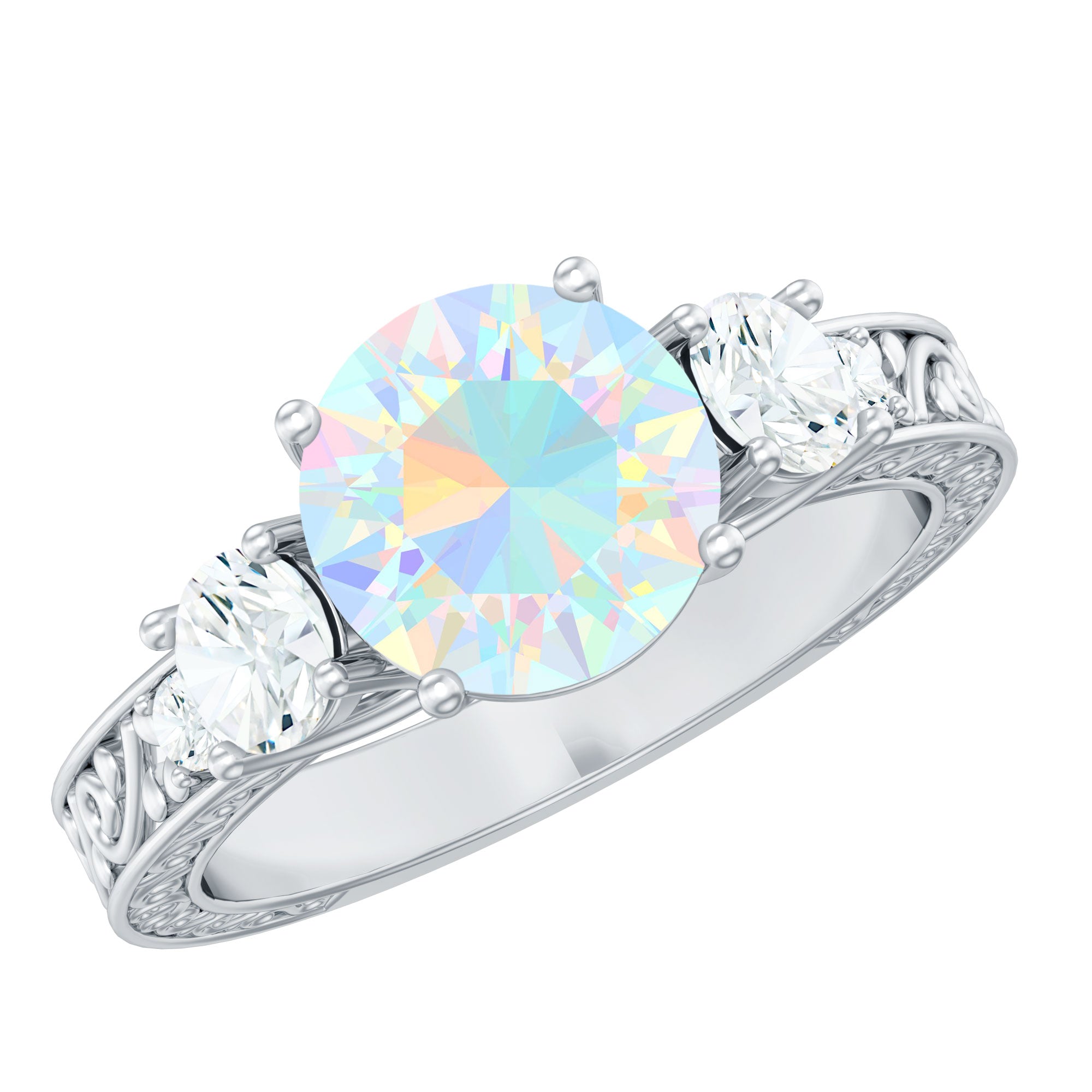 Certified Real Ethiopian Opal 3 Stone Engagement Ring With Certificate