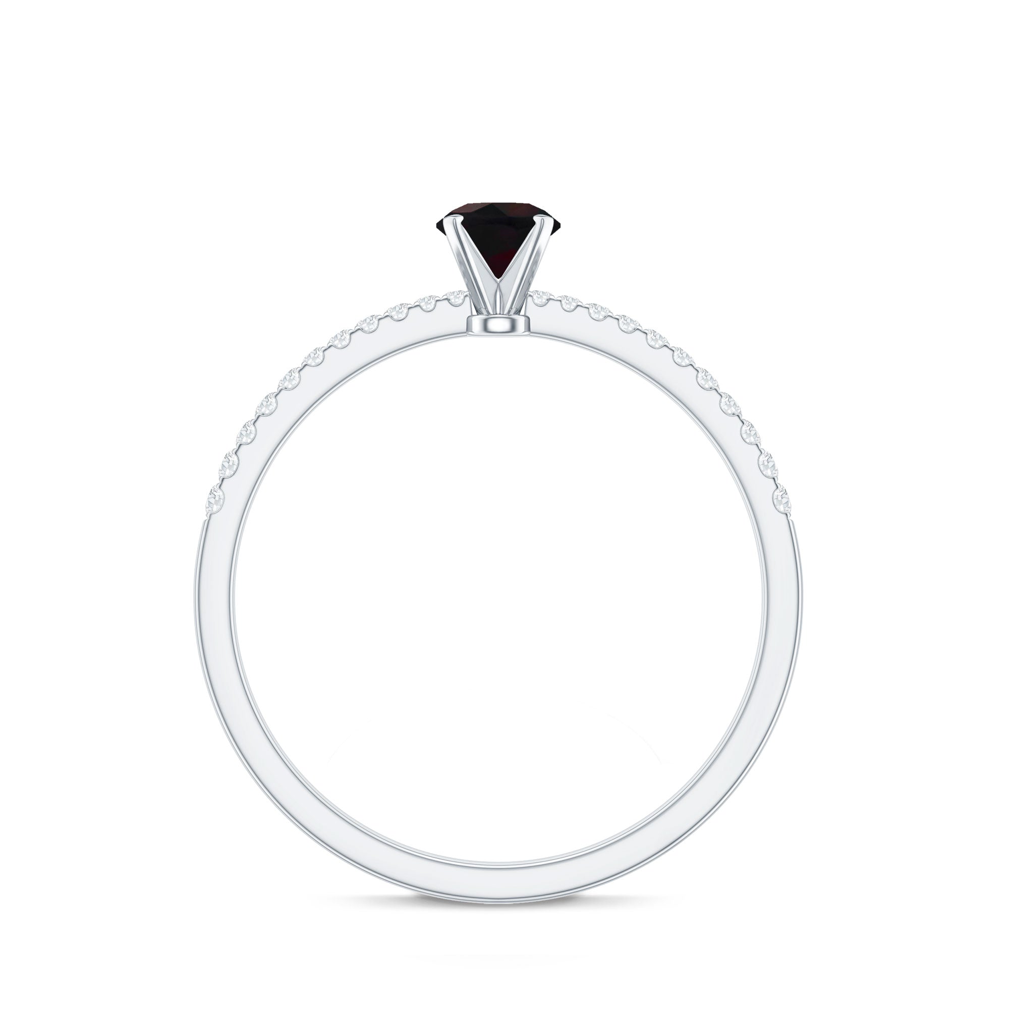 0.4 Carat Round Black Opal Solitaire Engagement Ring with Diamond AAA - Rosec Jewels