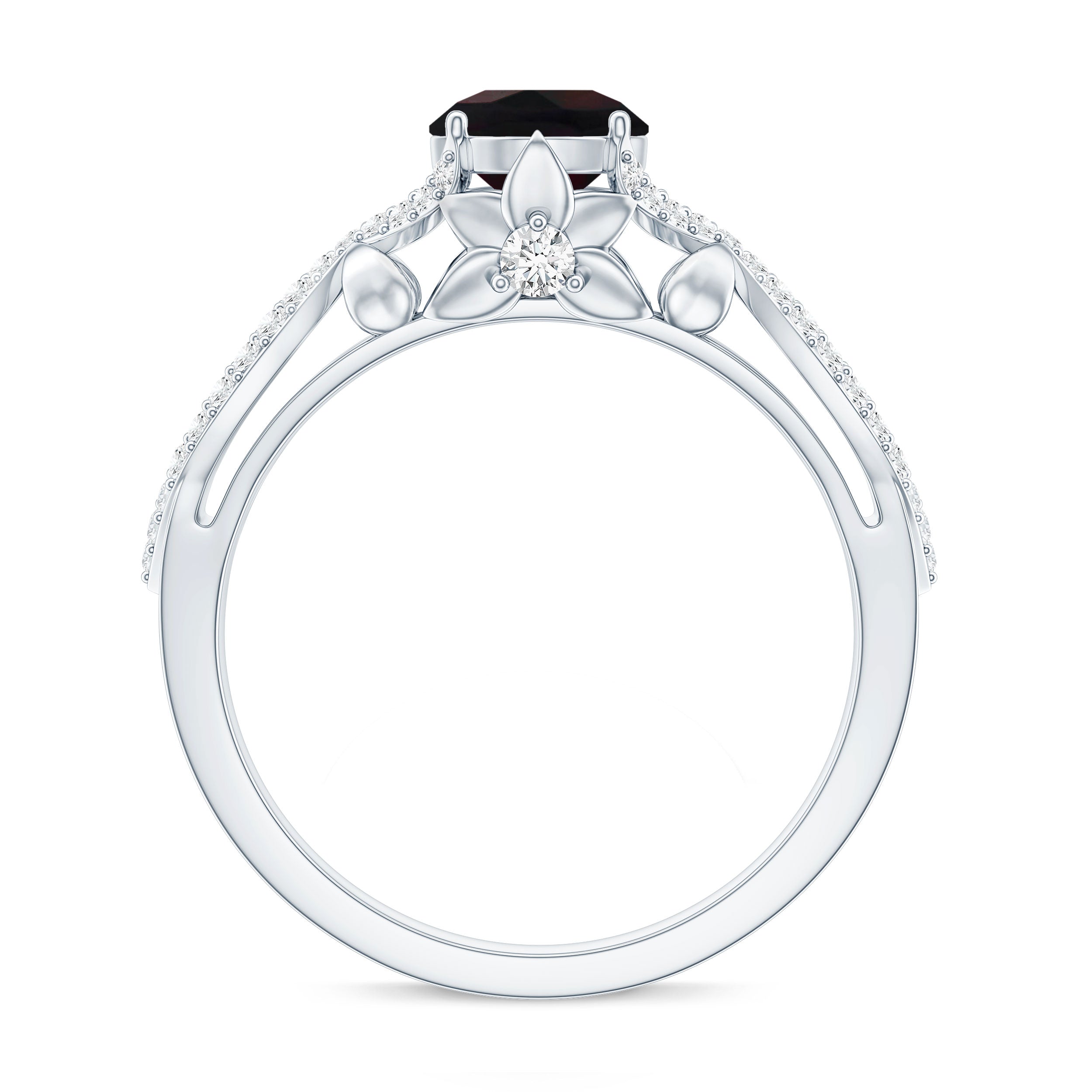 Natural Black Opal Crossover Engagement Ring with Diamond AAA - Rosec Jewels