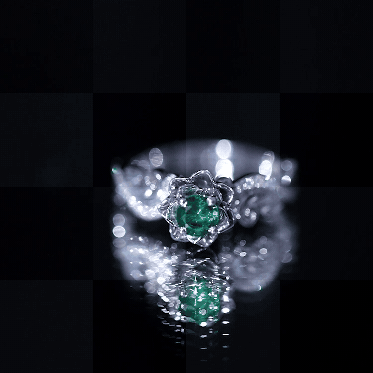 Lab Grown Emerald Diamond Flower Engagement Ring with Certificate AAAA - Rosec Jewels