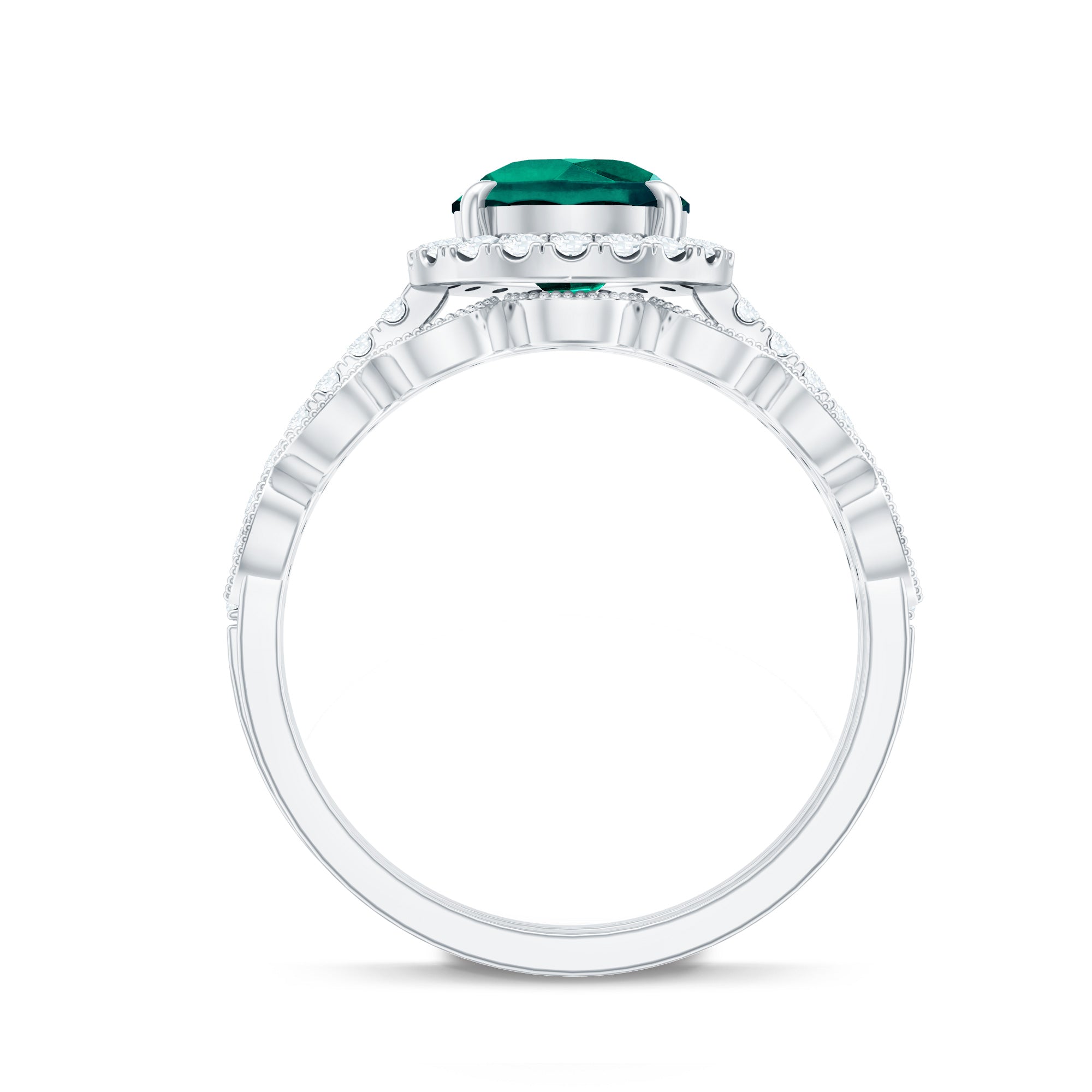 Designer Lab Grown Emerald Diamond Teardrop Engagement Ring with Wedding Band AAAA - Rosec Jewels