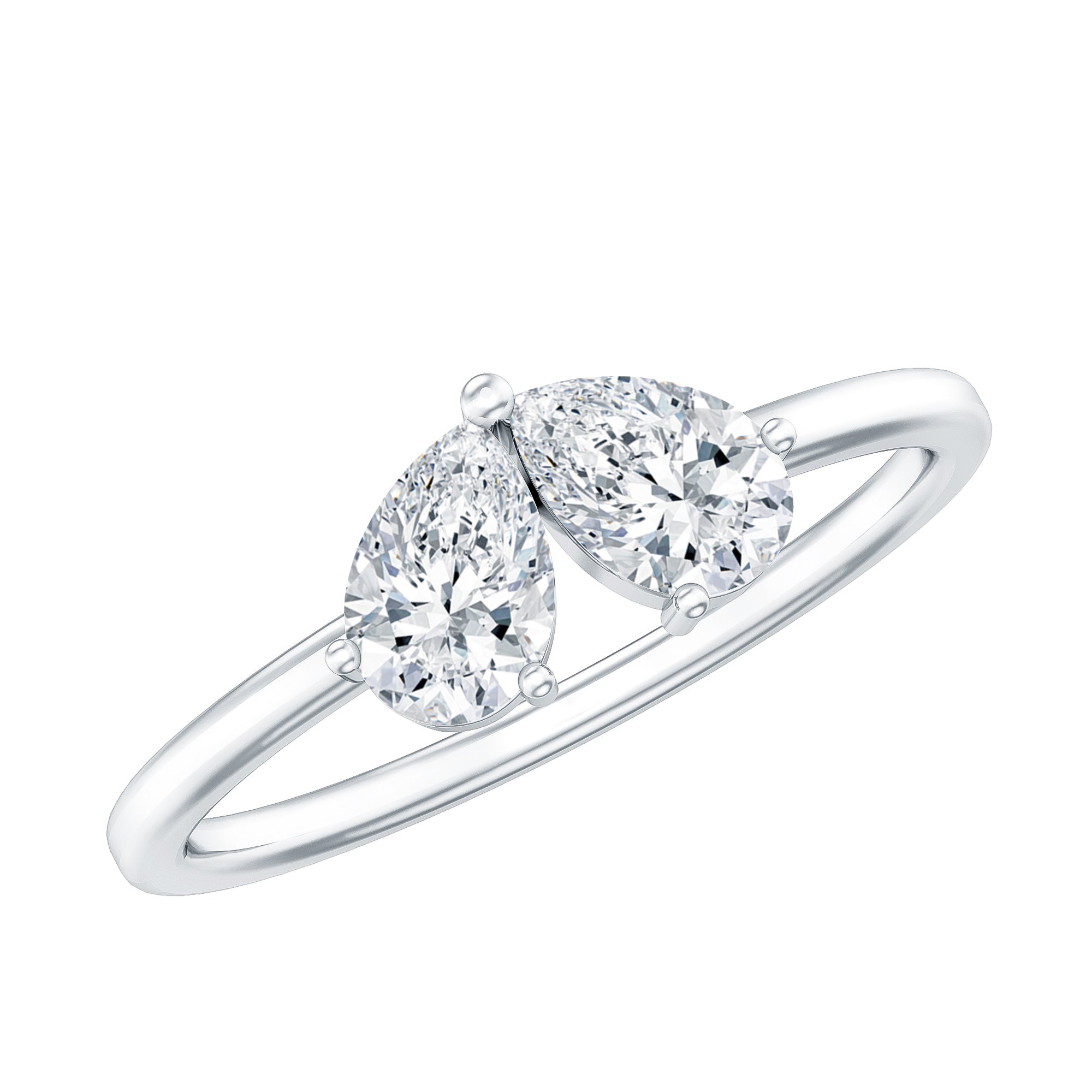 Moissanite Two Stone Promise Engagement Ring D-VS1 - Rosec Jewels