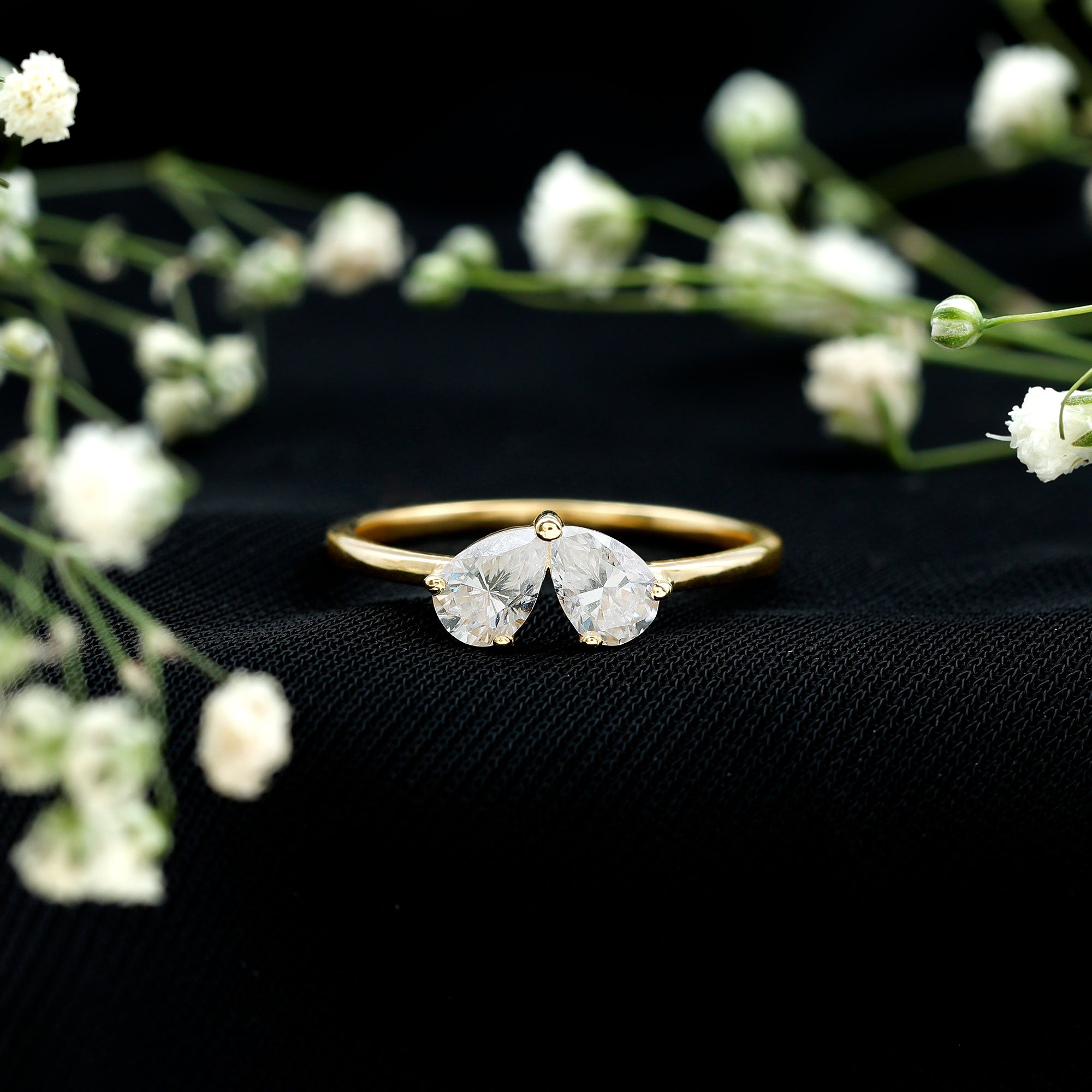 Moissanite Two Stone Promise Engagement Ring D-VS1 - Rosec Jewels