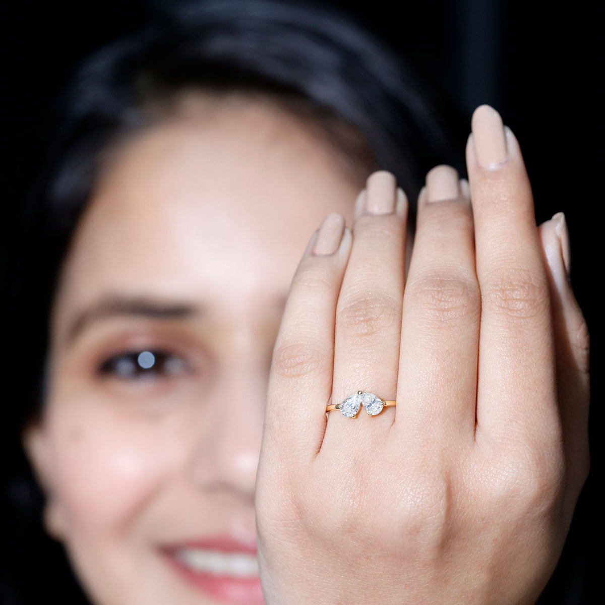 Moissanite Two Stone Promise Engagement Ring D-VS1 - Rosec Jewels