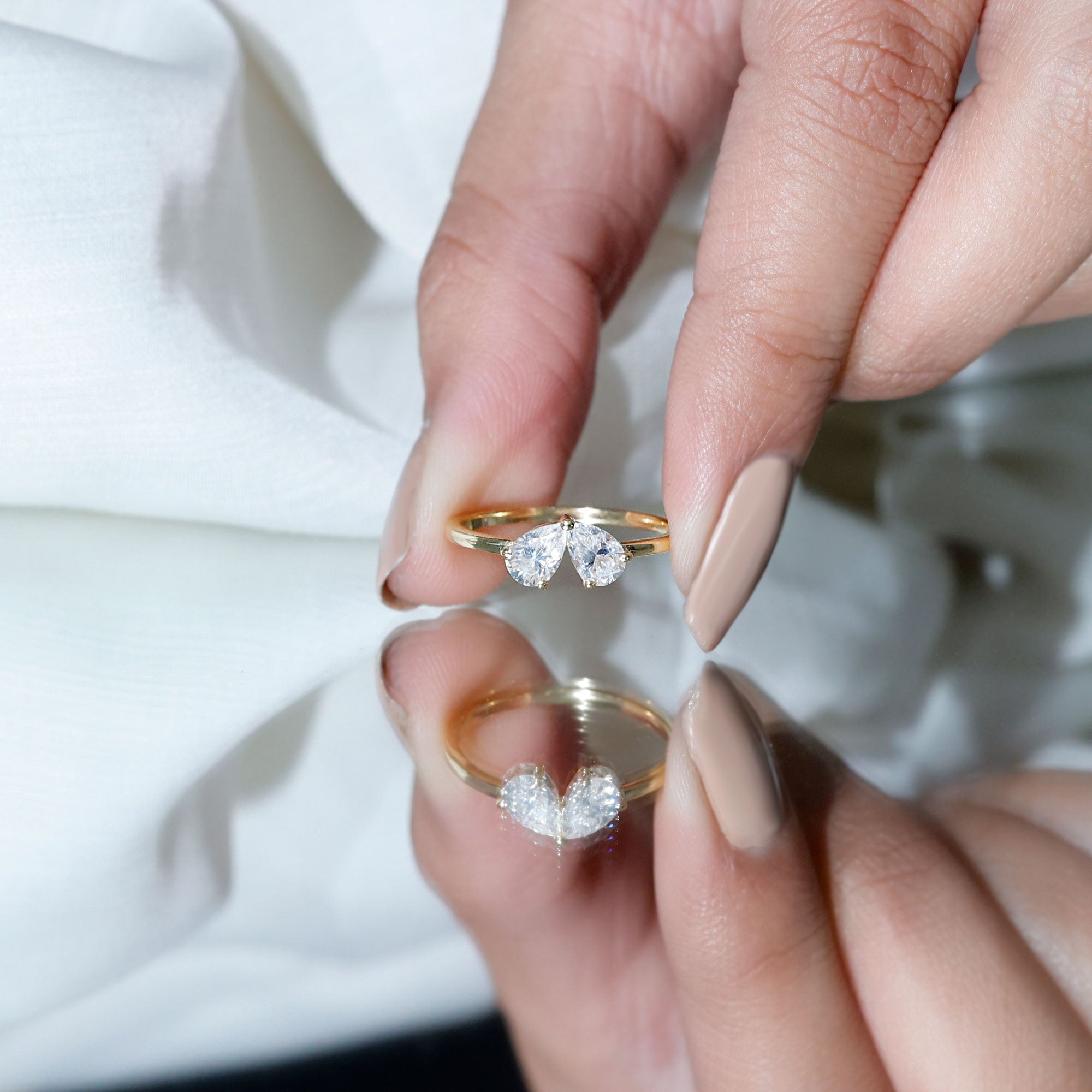 Moissanite Two Stone Promise Engagement Ring D-VS1 - Rosec Jewels