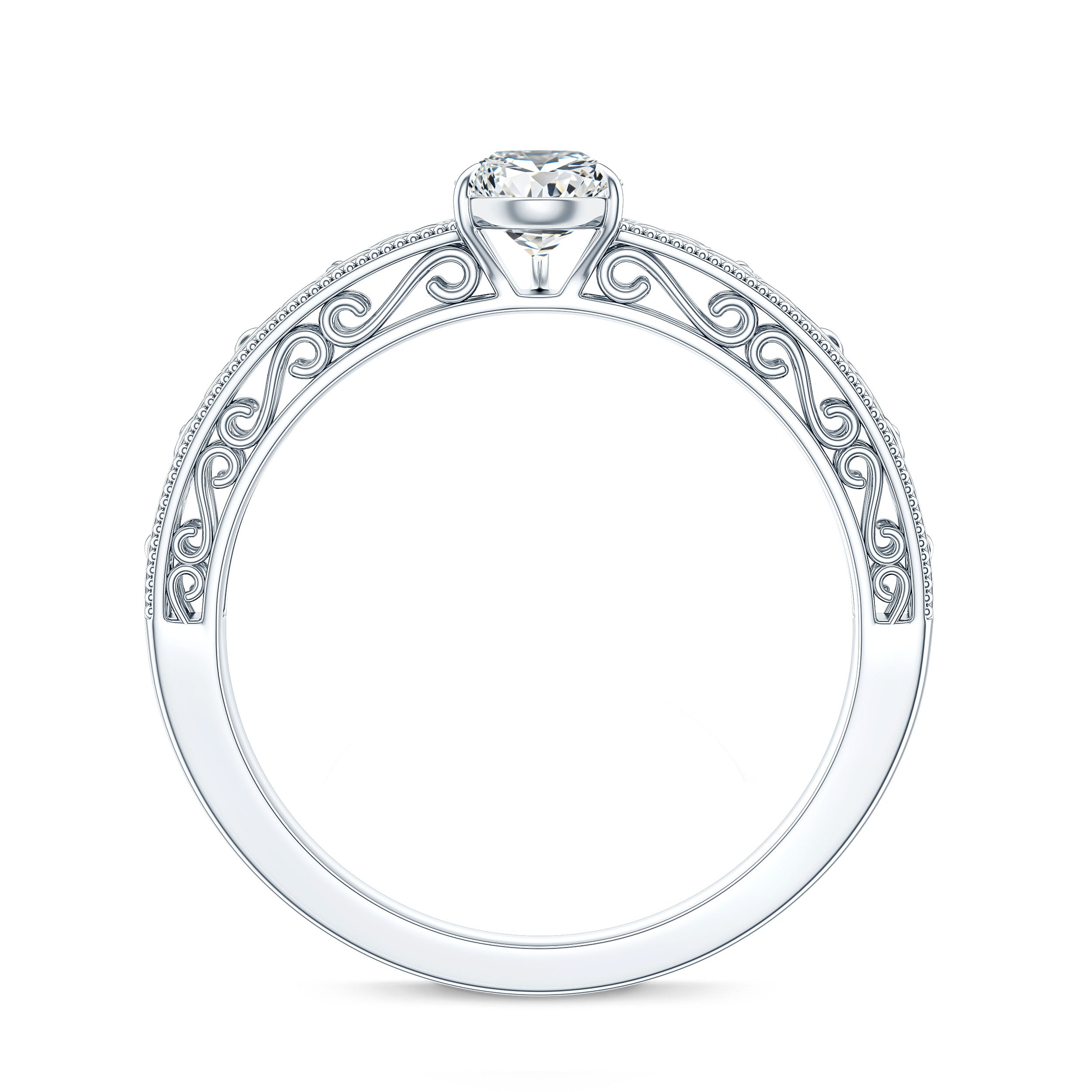 Pear Shape Lab Grown Diamond Vintage Inspired Solitaire Ring Lab - ( EF-VS ) - Rosec Jewels