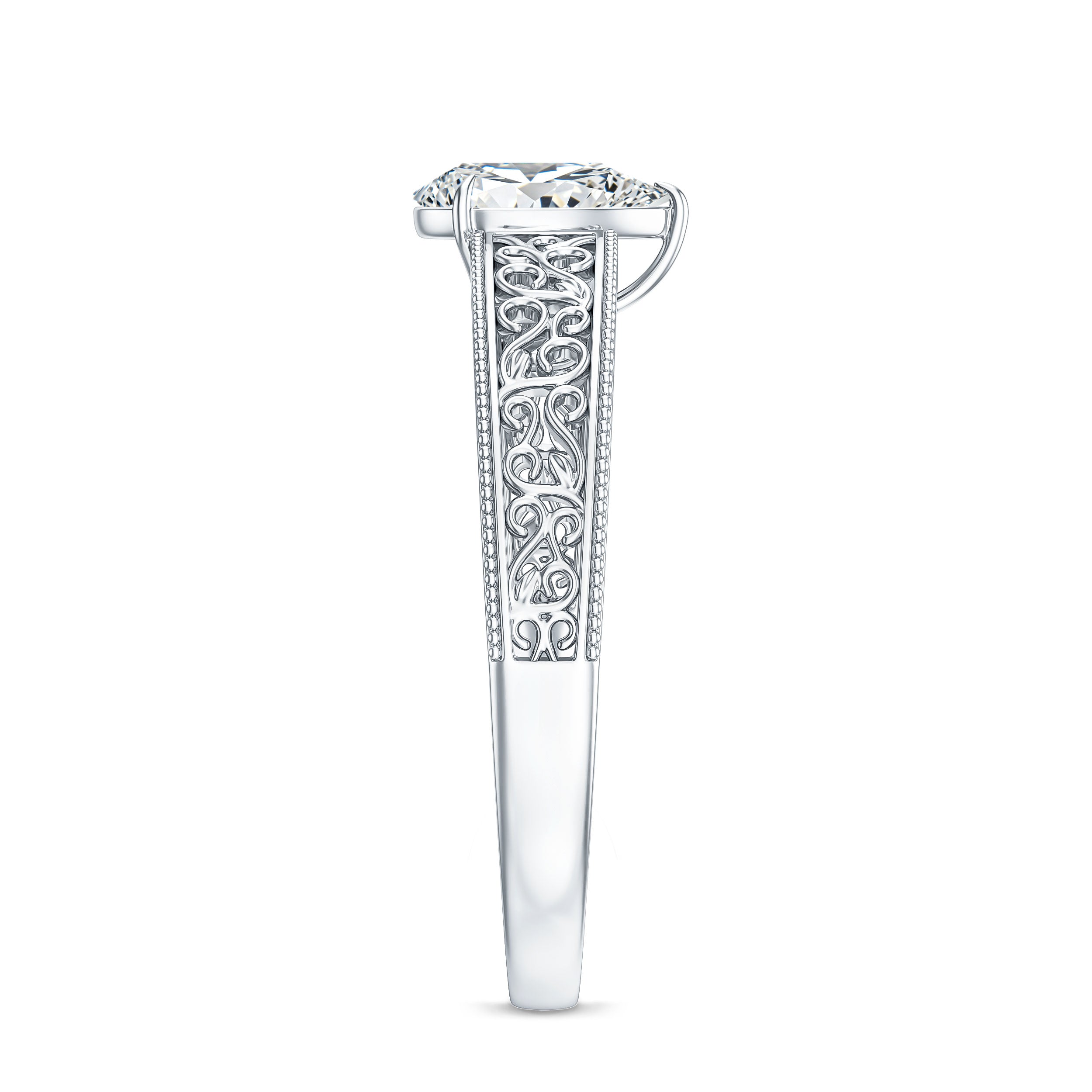 Pear Shape Lab Grown Diamond Vintage Inspired Solitaire Ring Lab - ( EF-VS ) - Rosec Jewels