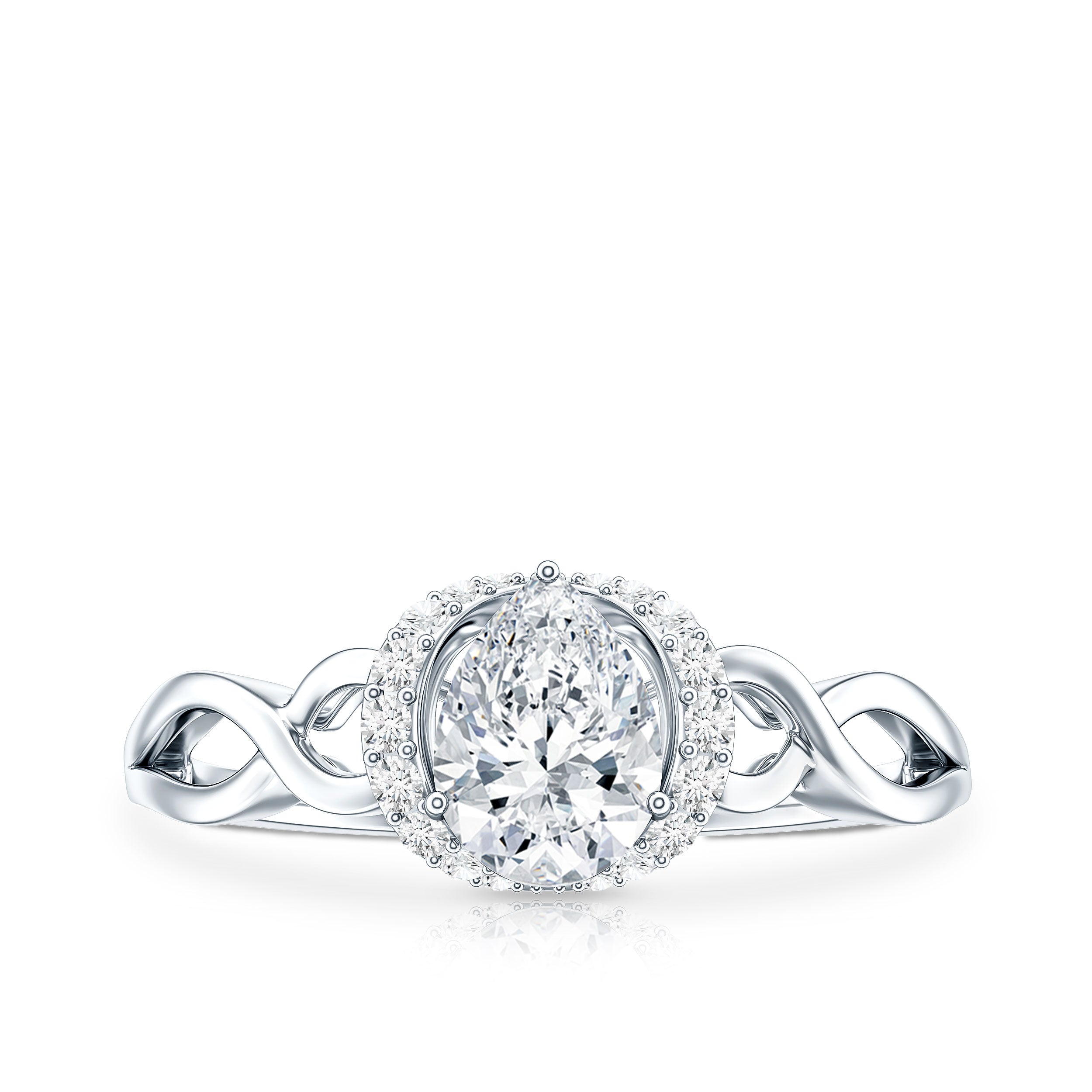Lab Grown Diamond Collar Engagement Ring in Infinity Shank Lab - ( EF-VS ) - Rosec Jewels