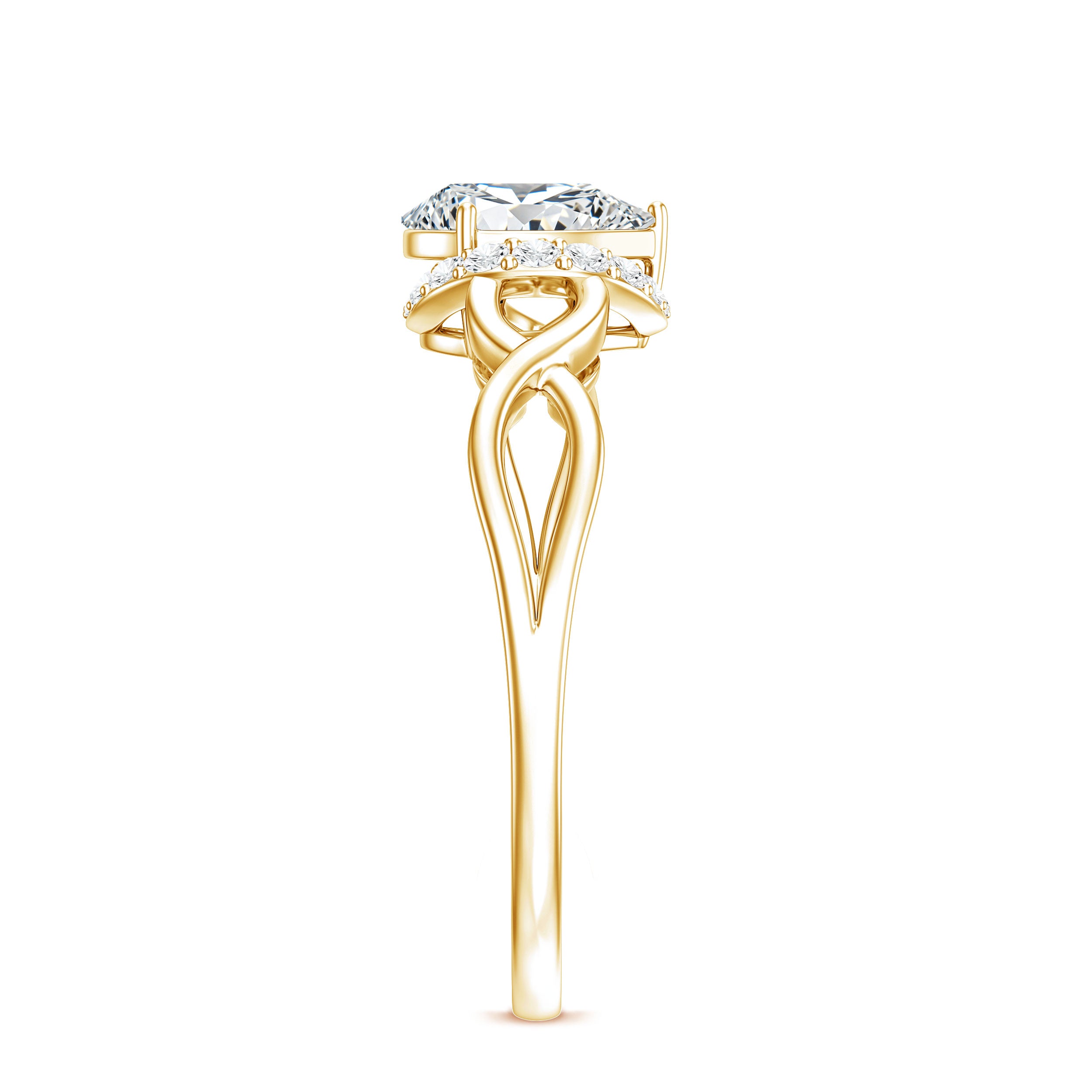 Lab Grown Diamond Collar Engagement Ring in Infinity Shank Lab - ( EF-VS ) - Rosec Jewels