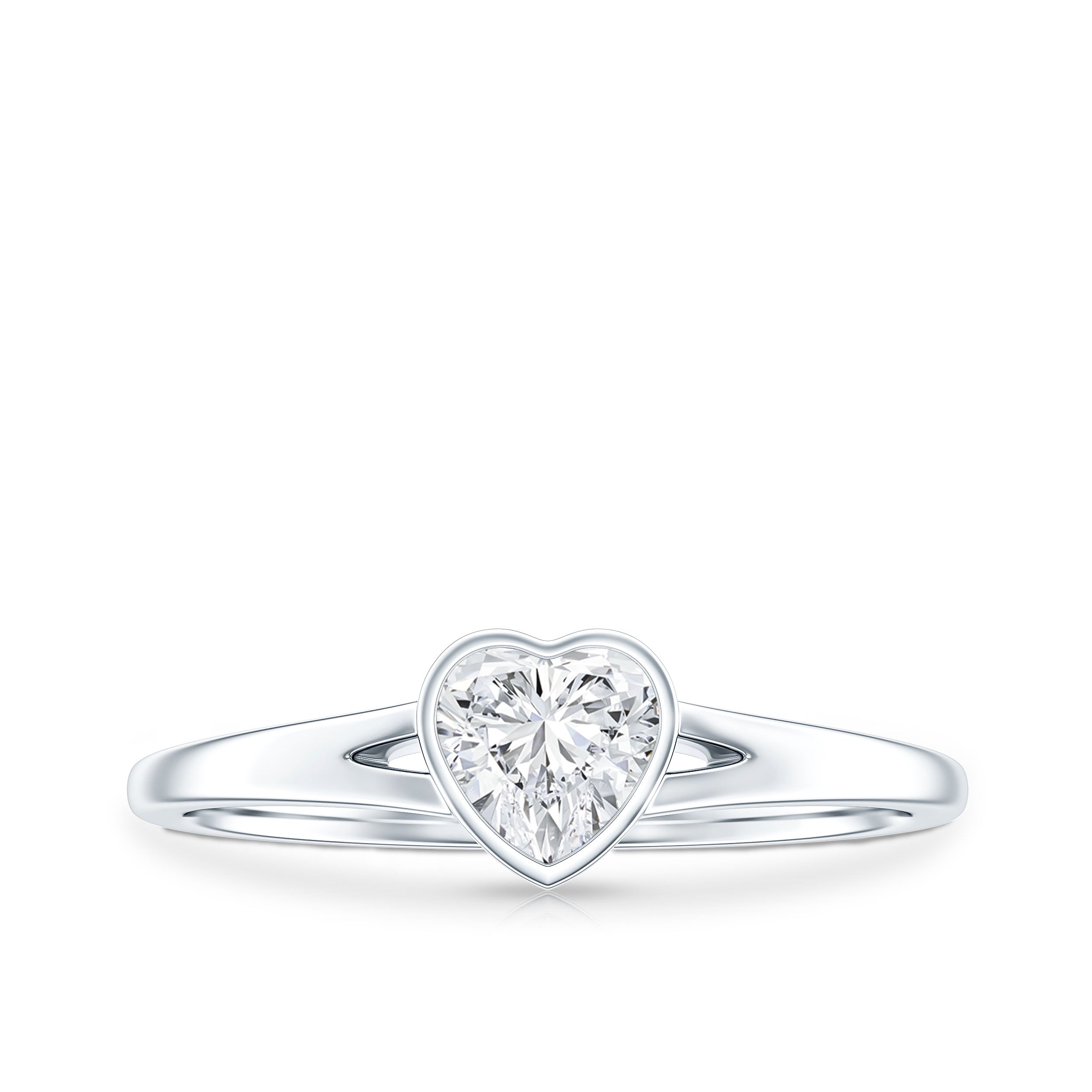 Heart Shape Lab Grown Diamond Solitaire Ring in Split Shank Lab - ( EF-VS ) - Rosec Jewels