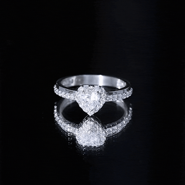 Heart Shape Lab Grown Diamond Engagement Ring with Halo Lab - ( EF-VS ) - Rosec Jewels