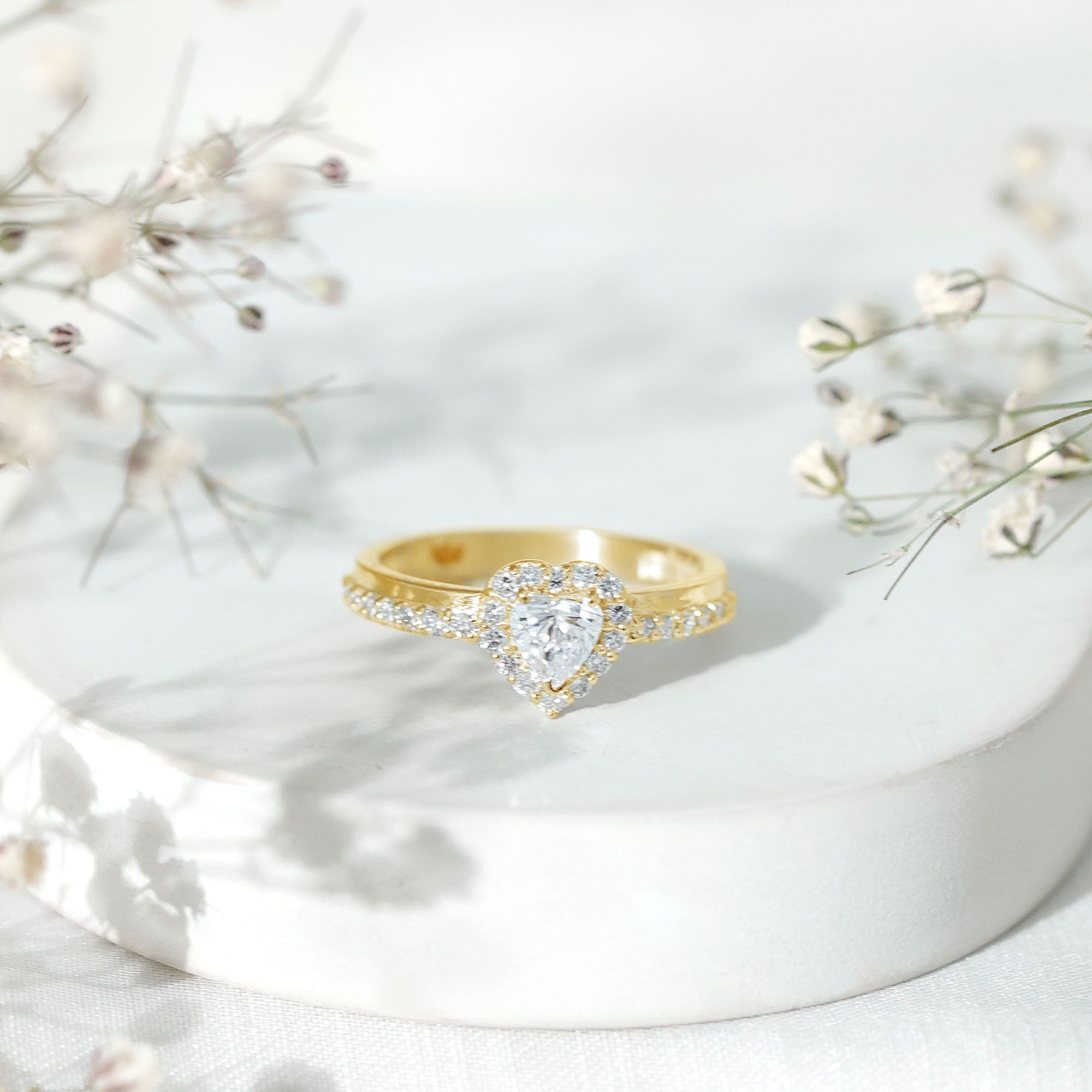 Heart Shape Lab Grown Diamond Engagement Ring with Halo Lab - ( EF-VS ) - Rosec Jewels