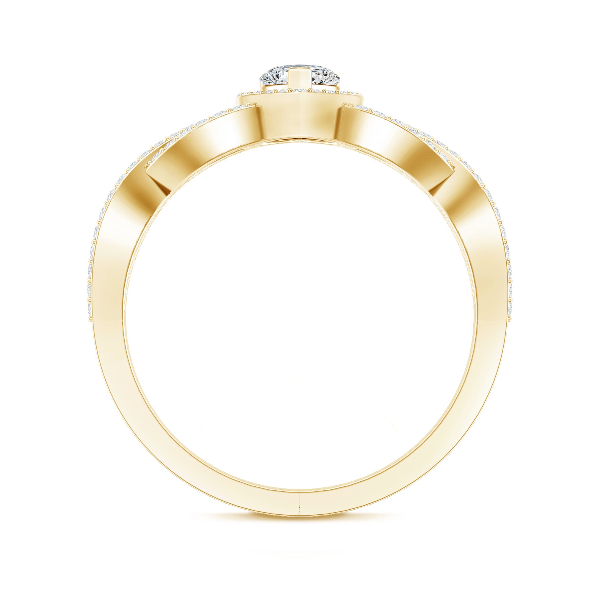Heart Shape Lab Grown Diamond Criss Cross Engagement Ring Lab - ( EF-VS ) - Rosec Jewels