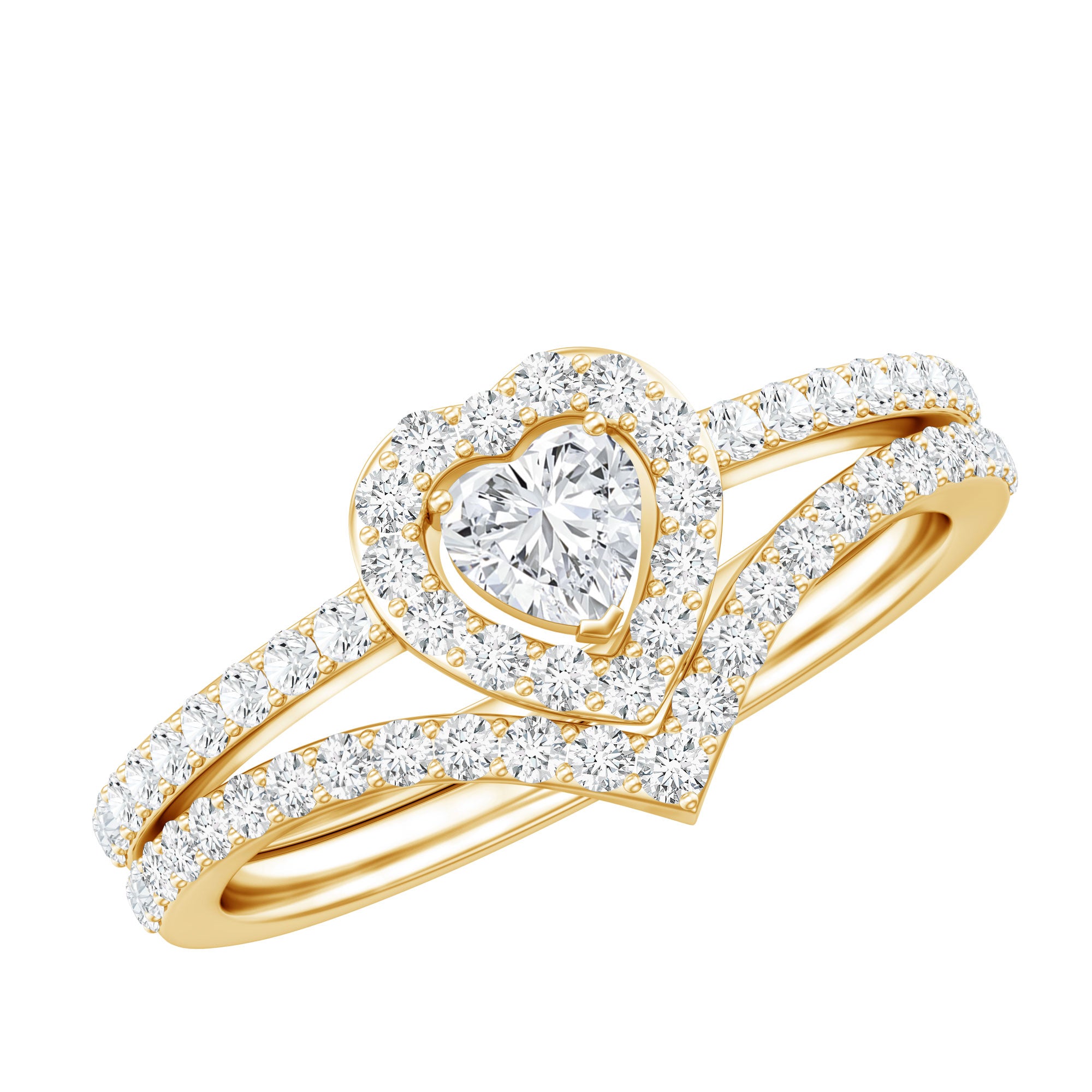 Heart Shape Lab Grown Diamond Bridal Ring Set Lab - ( EF-VS ) - Rosec Jewels
