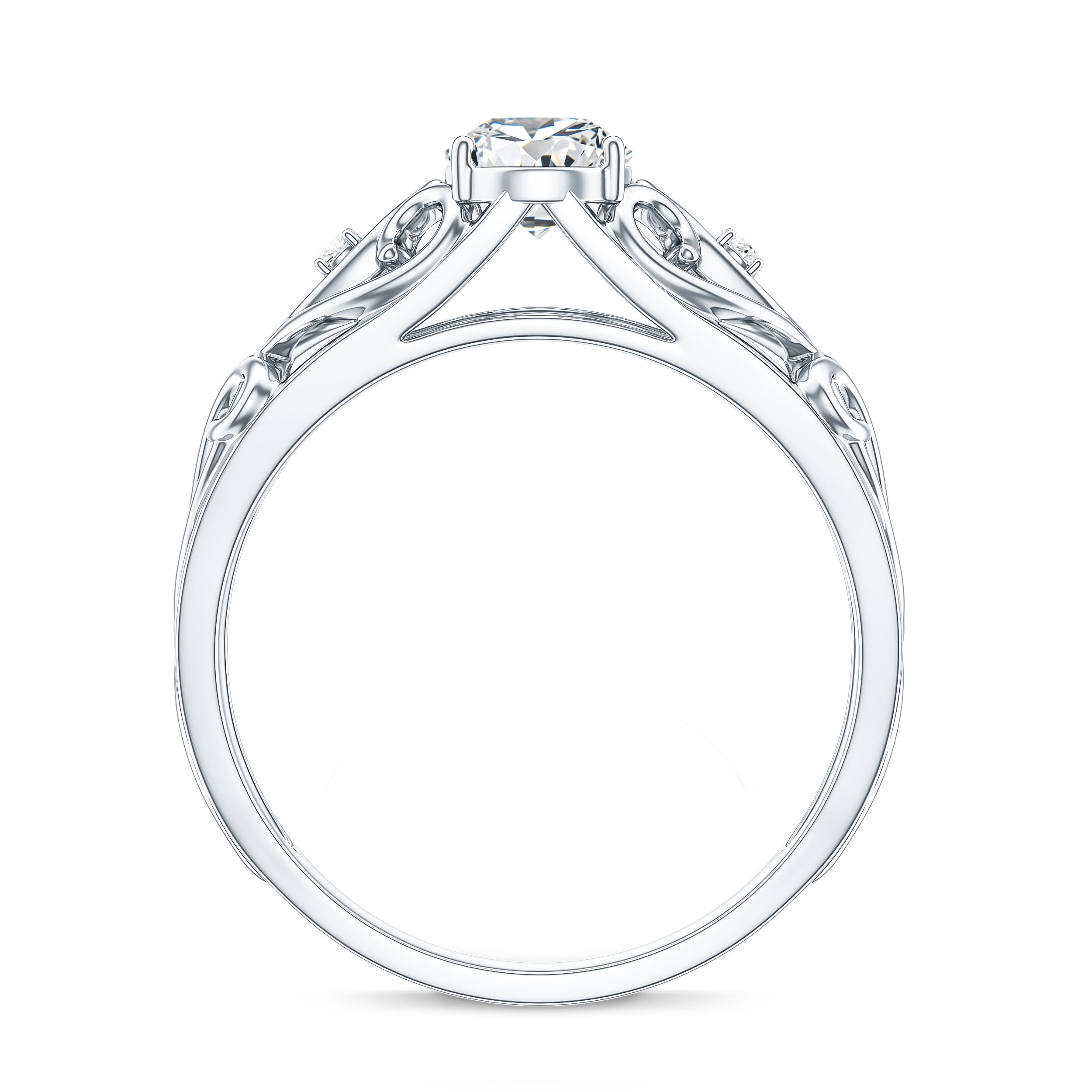 Pear Shaped Lab Created Diamond Solitaire Filigree Ring Lab - ( EF-VS ) - Rosec Jewels