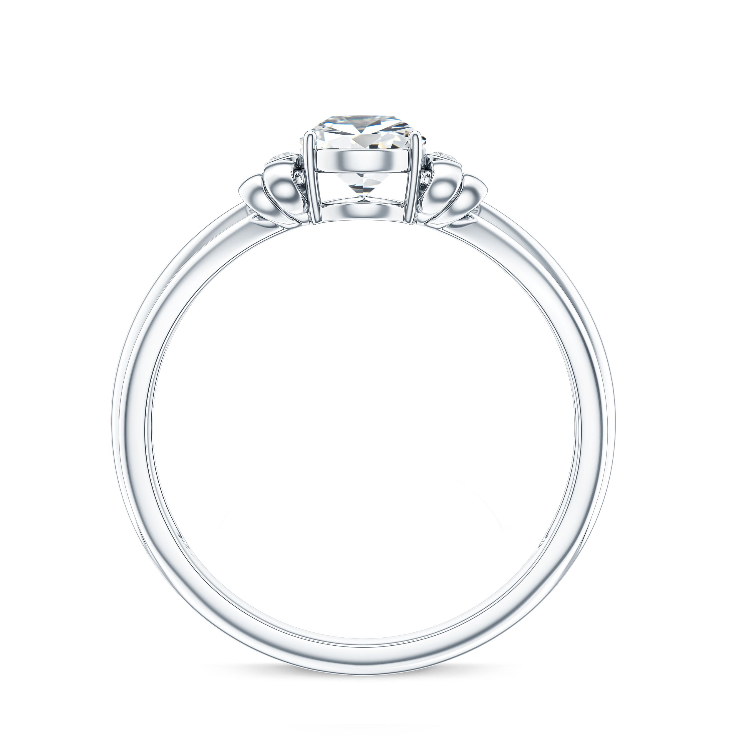 Pear Cut Lab Grown Diamond Solitaire Engagement Ring with Bow Lab - ( EF-VS ) - Rosec Jewels