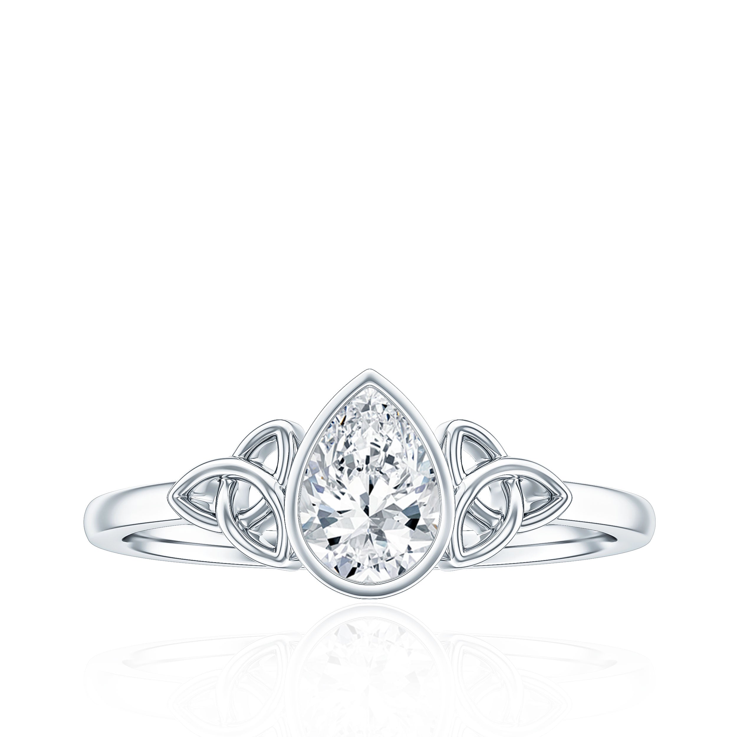 Pear Shape Lab Grown Diamond Solitaire Celtic Ring Lab - ( EF-VS ) - Rosec Jewels