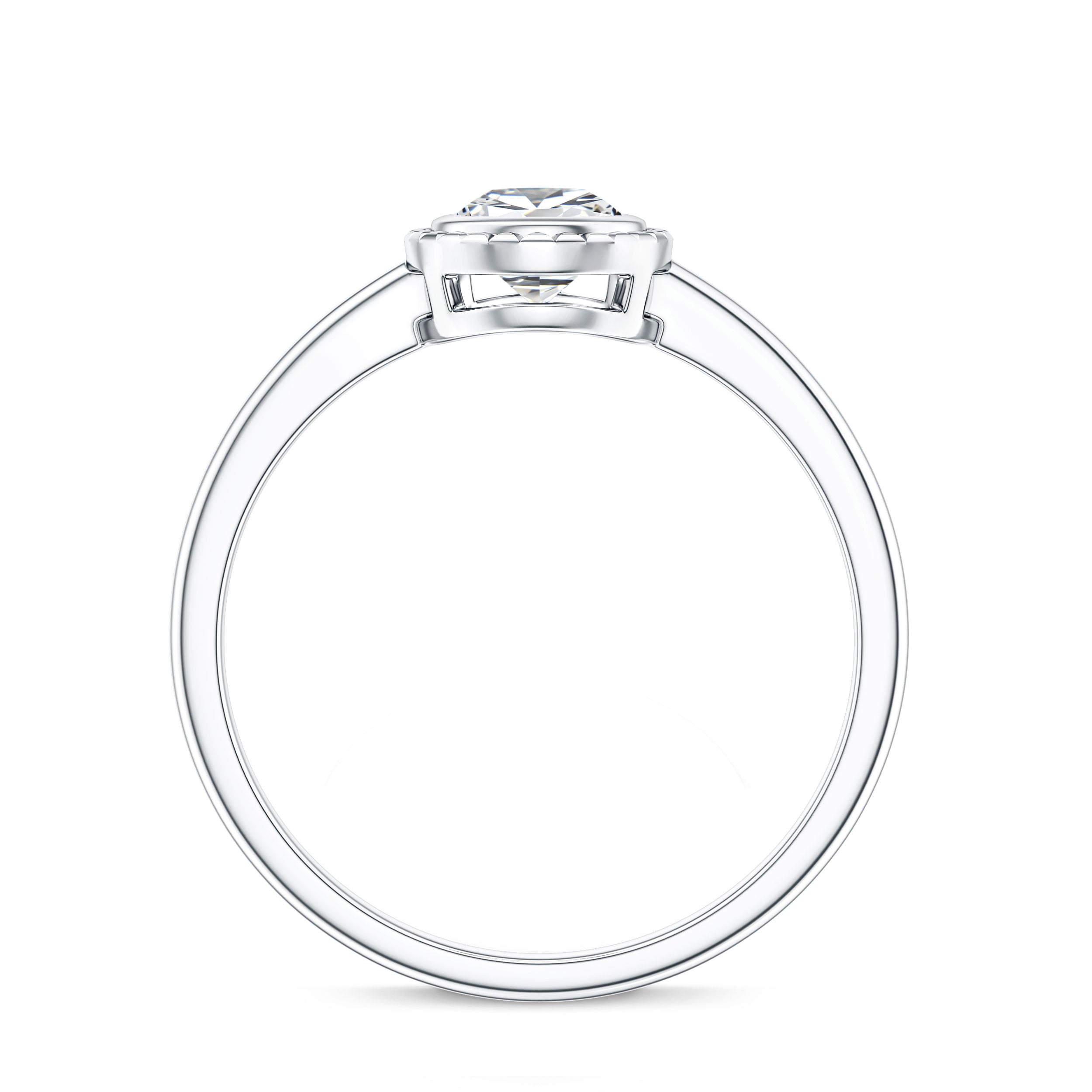 Pear Cut Lab Grown Diamond Solitaire Ring with Engraved Details Lab - ( EF-VS ) - Rosec Jewels
