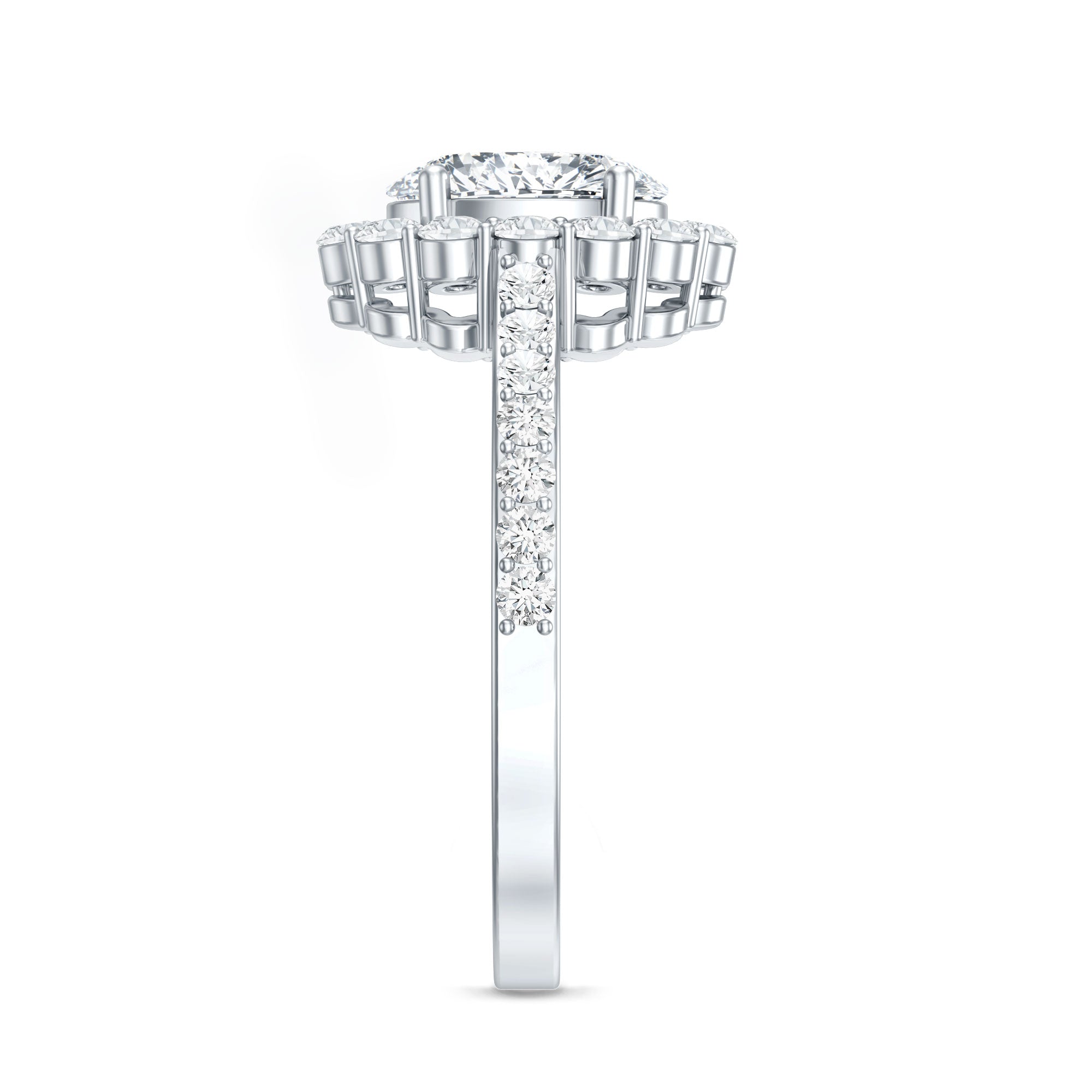 Oval Shape Lab Grown Diamond Halo Engagement Ring Lab - ( EF-VS ) - Rosec Jewels