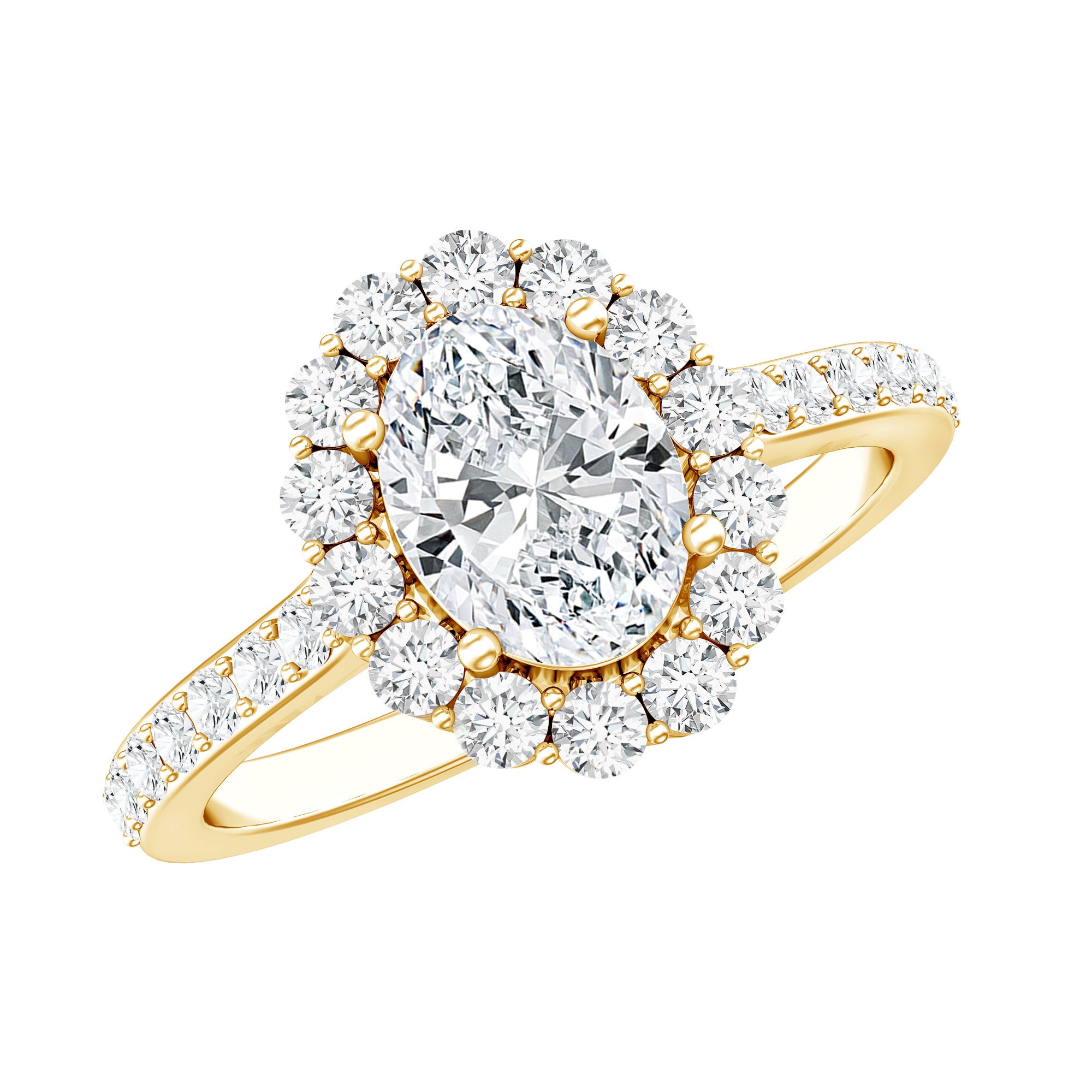 Oval Shape Lab Grown Diamond Halo Engagement Ring Lab - ( EF-VS ) - Rosec Jewels