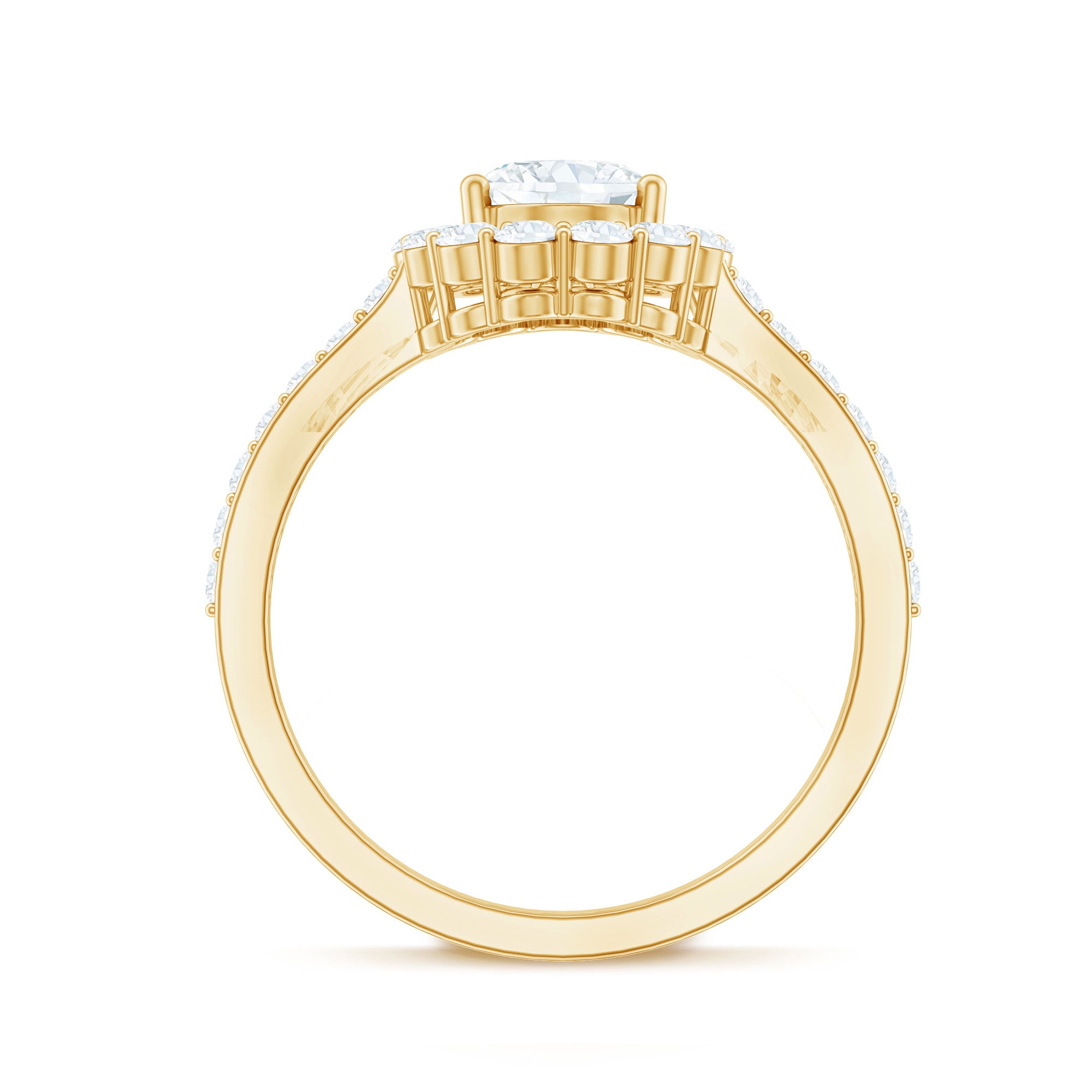 Oval Shape Lab Grown Diamond Halo Engagement Ring Lab - ( EF-VS ) - Rosec Jewels