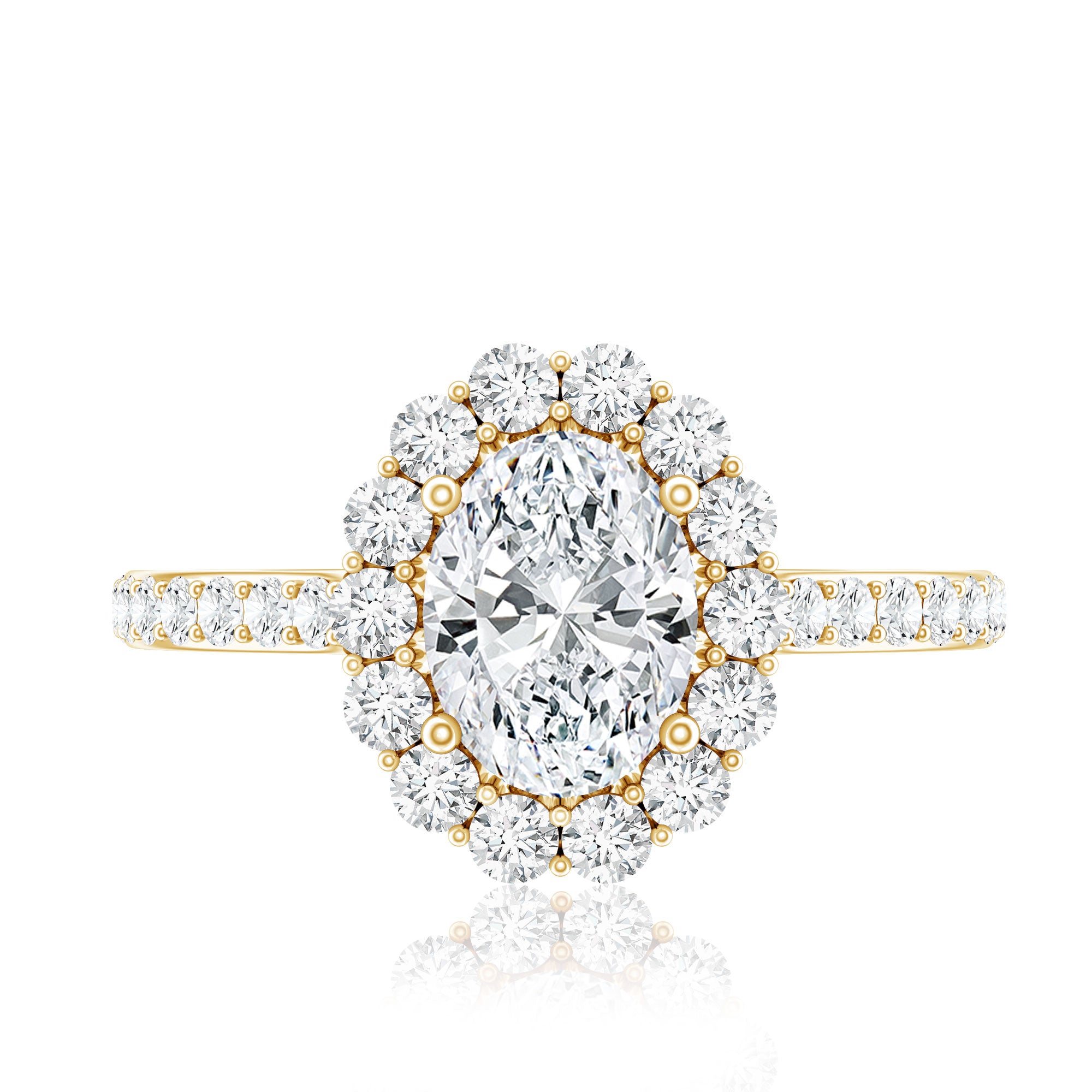Oval Shape Lab Grown Diamond Halo Engagement Ring Lab - ( EF-VS ) - Rosec Jewels