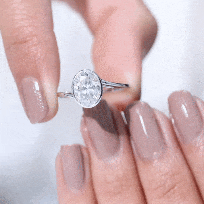 Oval Shape Lab Grown Diamond Solitaire Bypass Ring Lab - ( EF-VS ) - Rosec Jewels