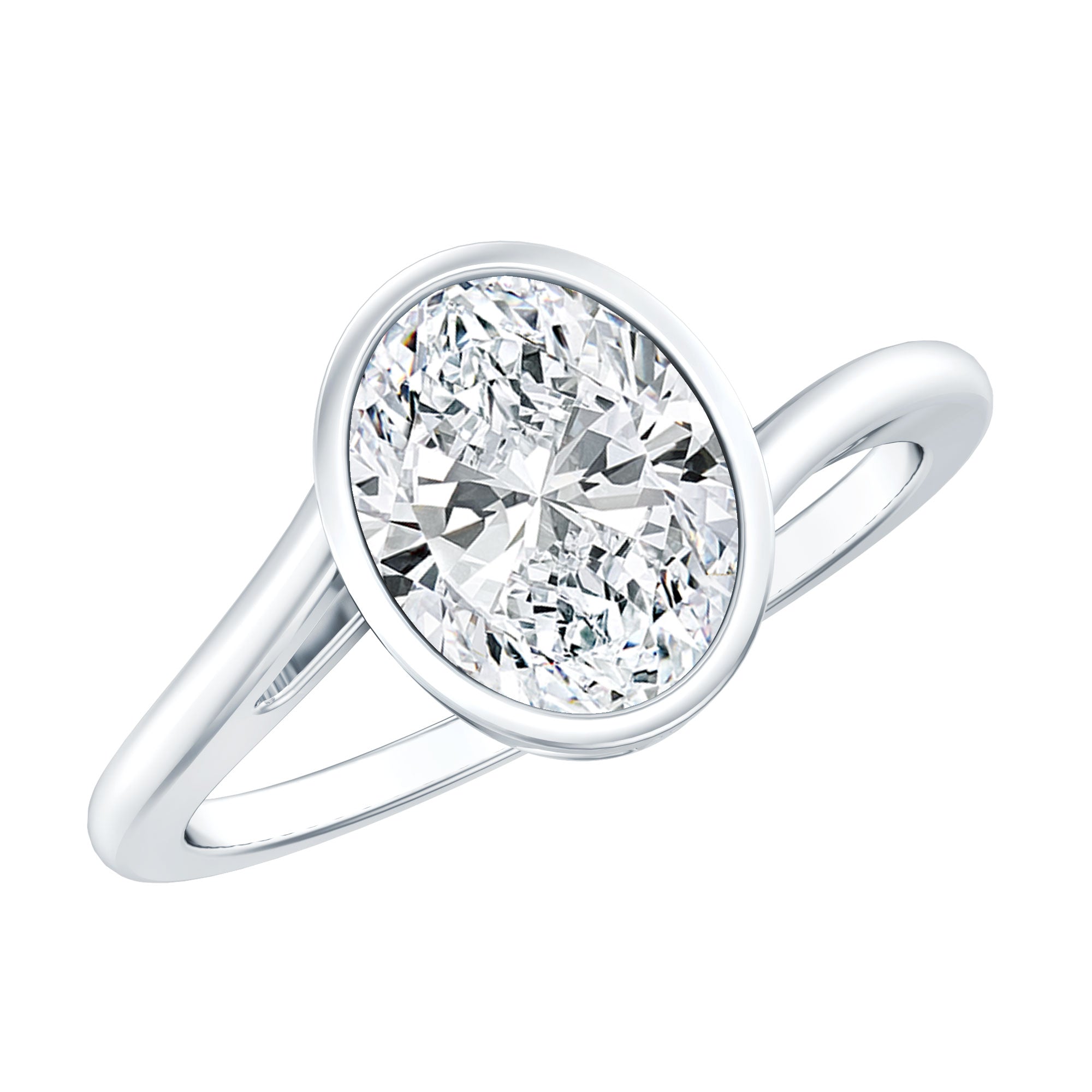 Oval Shape Lab Grown Diamond Solitaire Bypass Ring Lab - ( EF-VS ) - Rosec Jewels