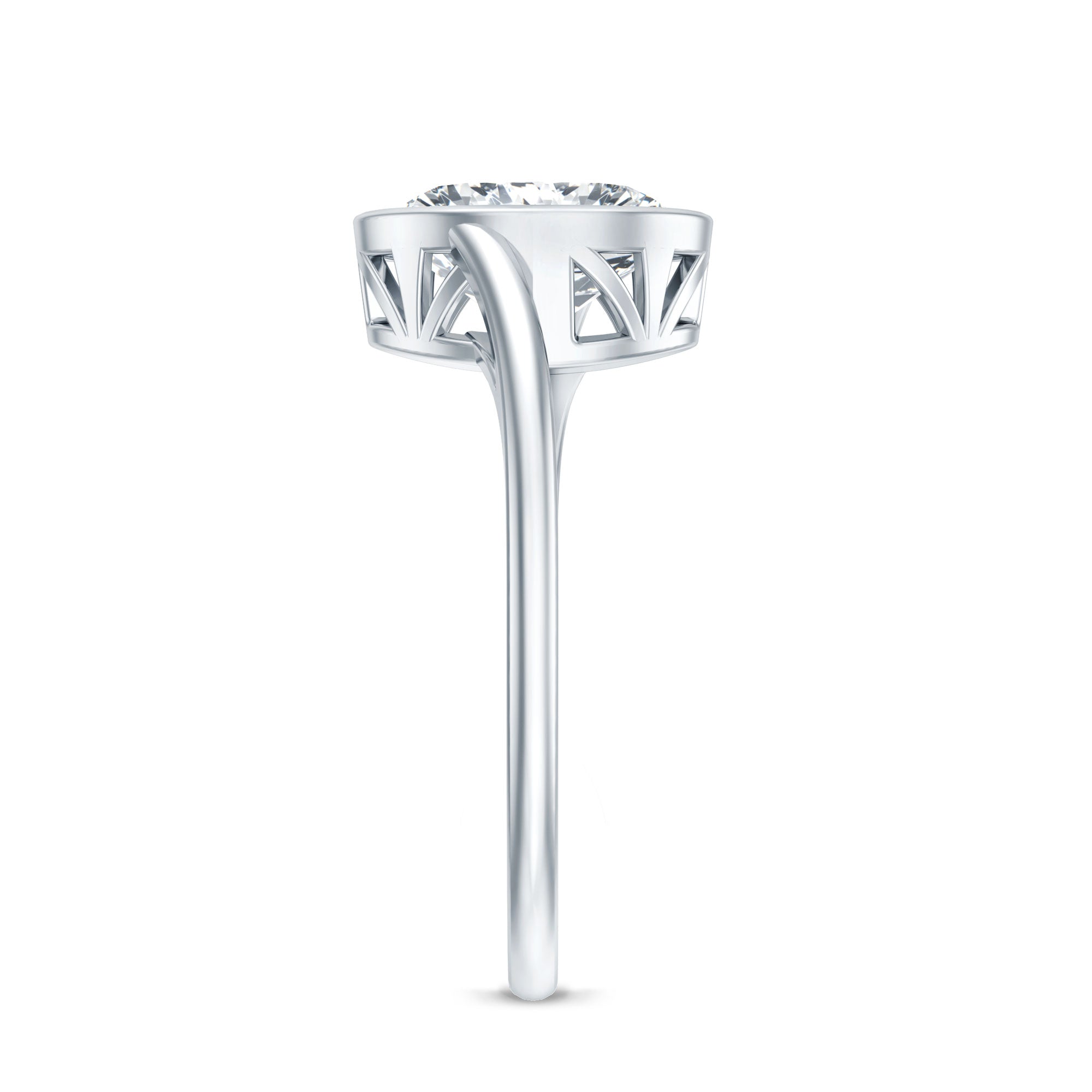 Oval Shape Lab Grown Diamond Solitaire Bypass Ring Lab - ( EF-VS ) - Rosec Jewels