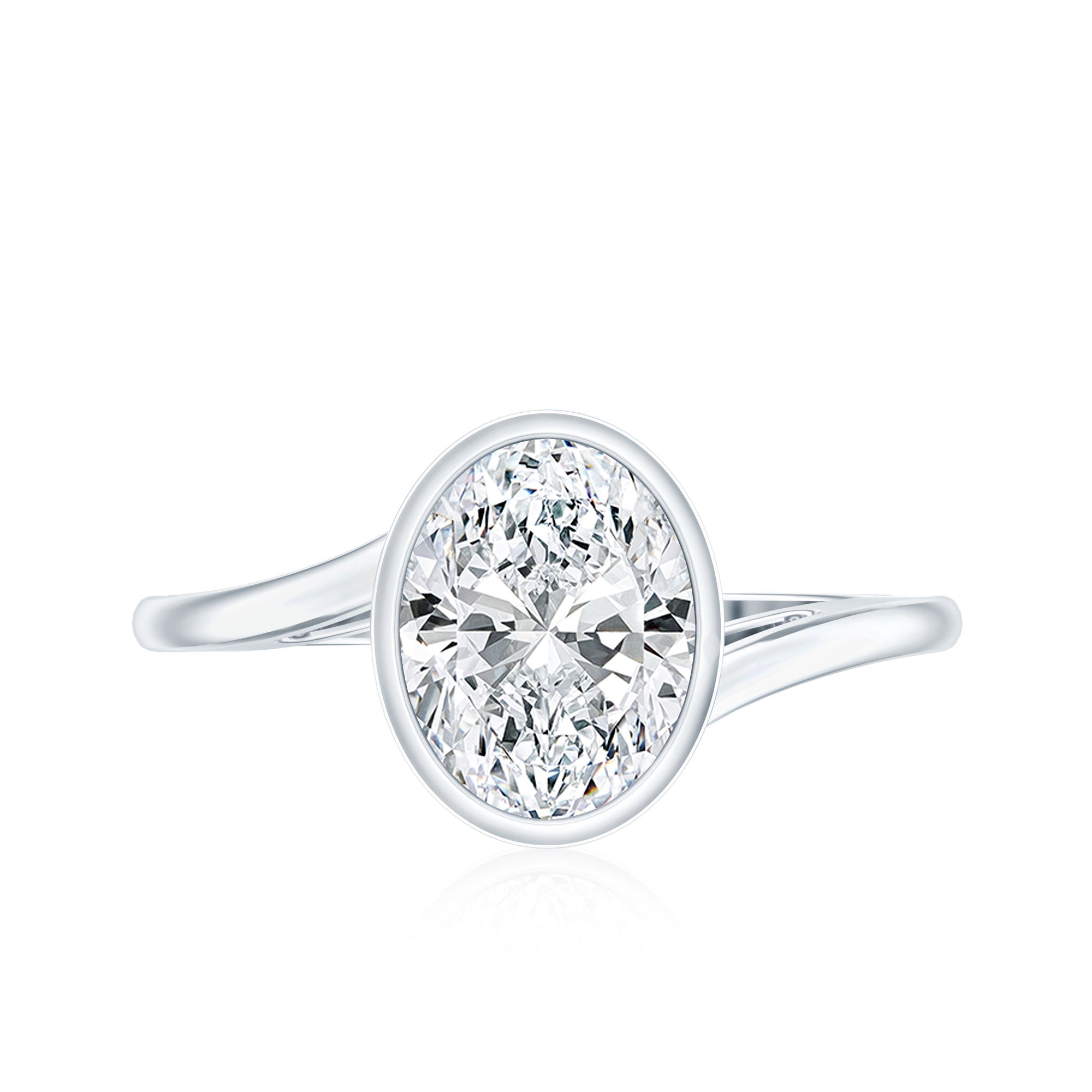 Oval Shape Lab Grown Diamond Solitaire Bypass Ring Lab - ( EF-VS ) - Rosec Jewels