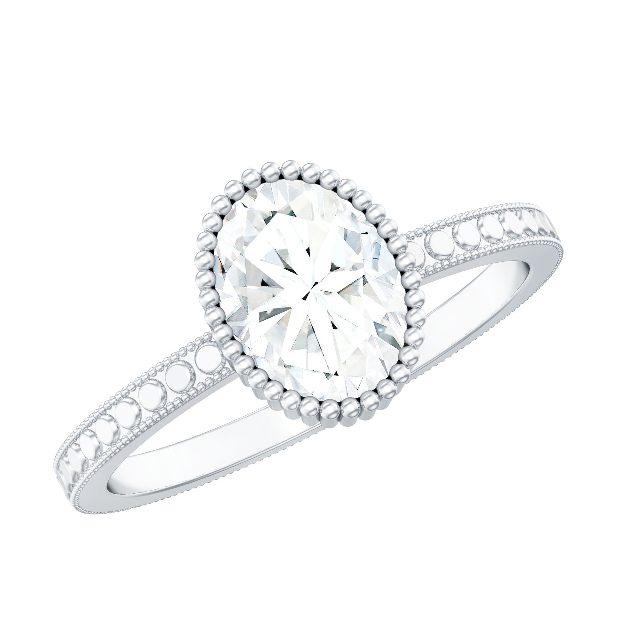 Vintage Style Oval Shape Lab Grown Diamond Solitaire Engagement Ring