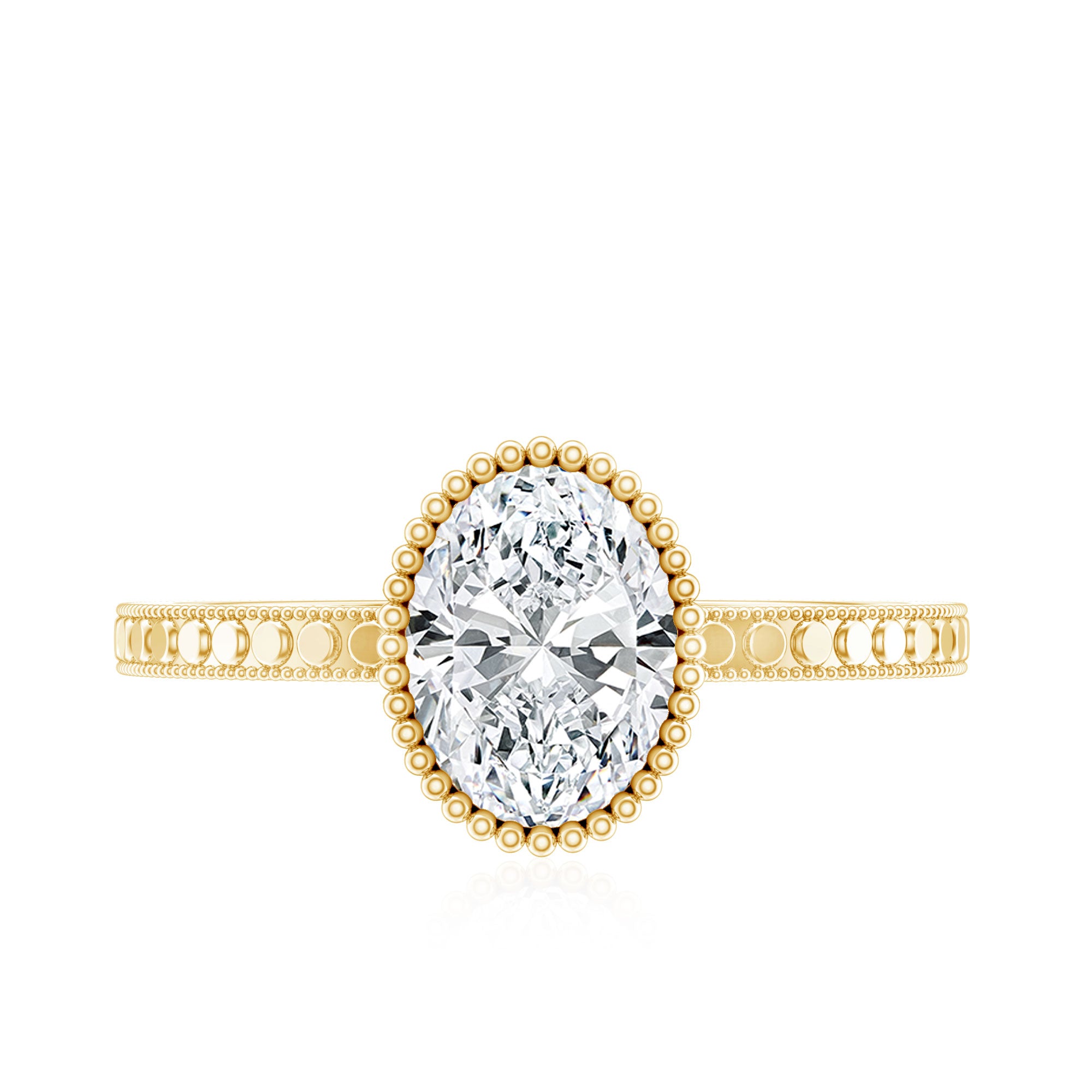 Vintage Style Oval Shape Lab Grown Diamond Solitaire Engagement Ring Lab - ( EF-VS ) - Rosec Jewels