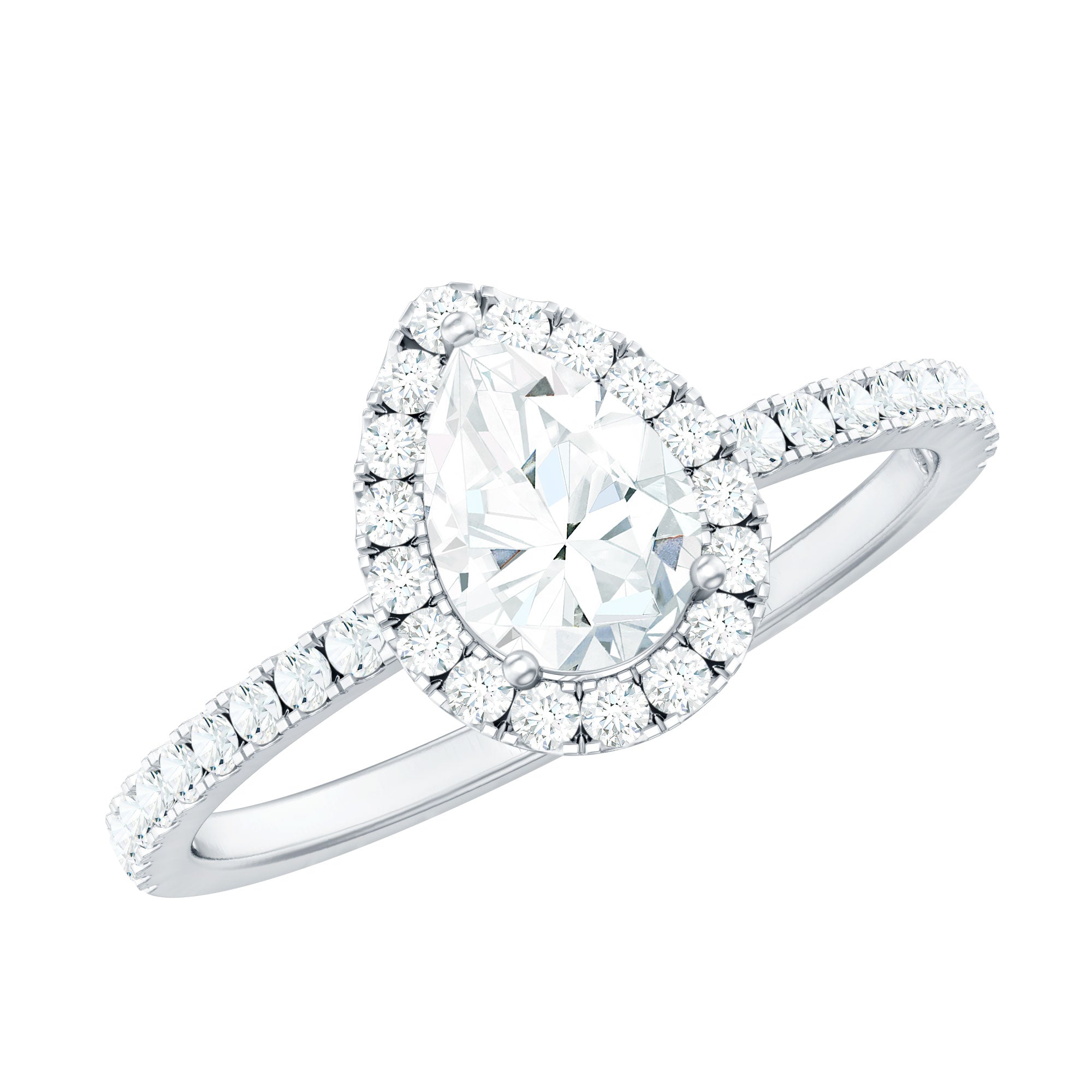 Classic Lab Grown Diamond Pear Engagement Ring with Halo