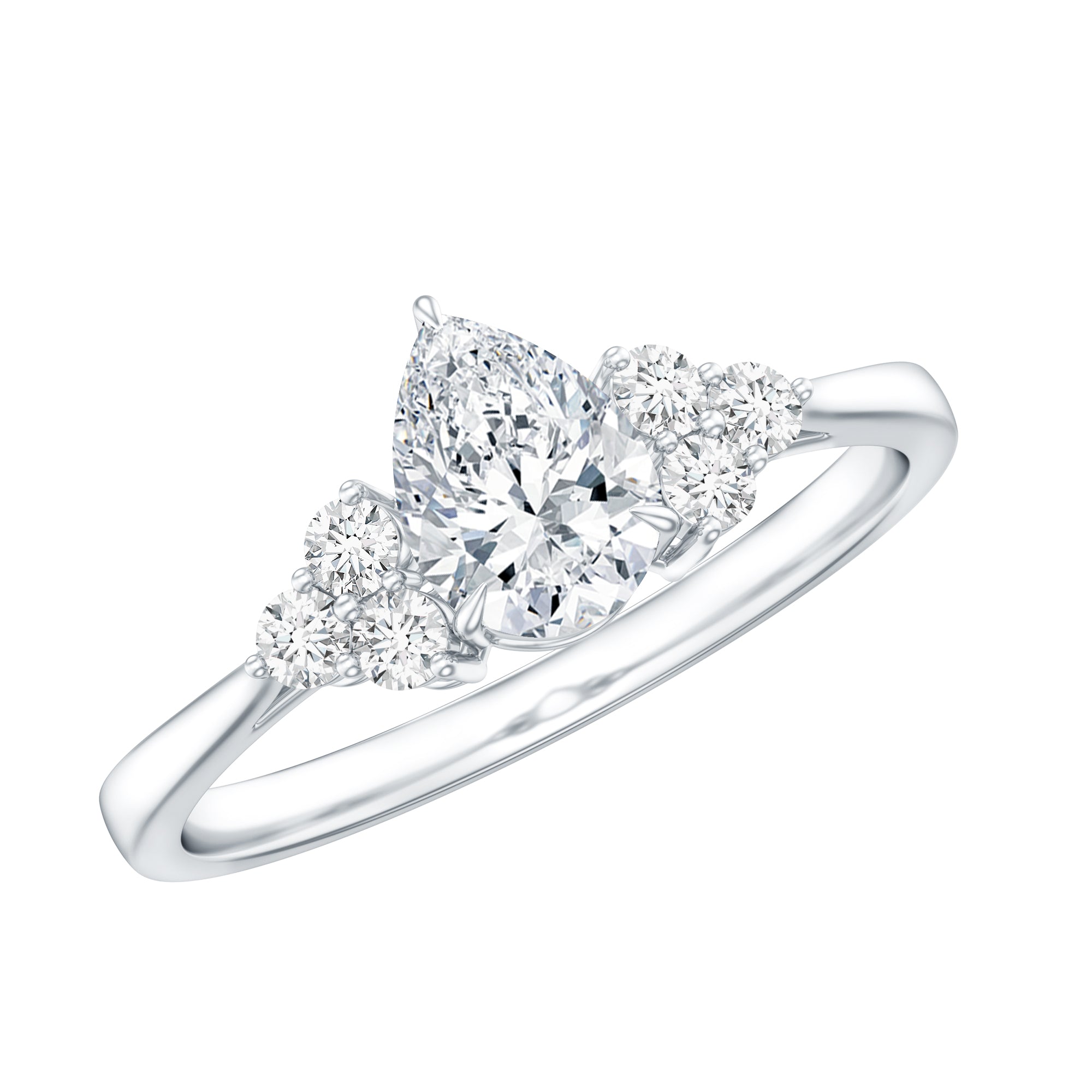 Pear Cut Lab Grown Diamond Trio Engagement Ring