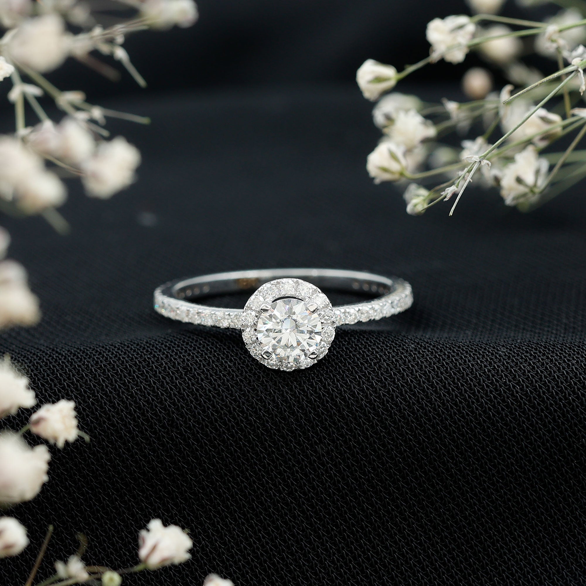Round Lab Grown Diamond Promise Engagement Ring Lab - ( EF-VS ) - Rosec Jewels