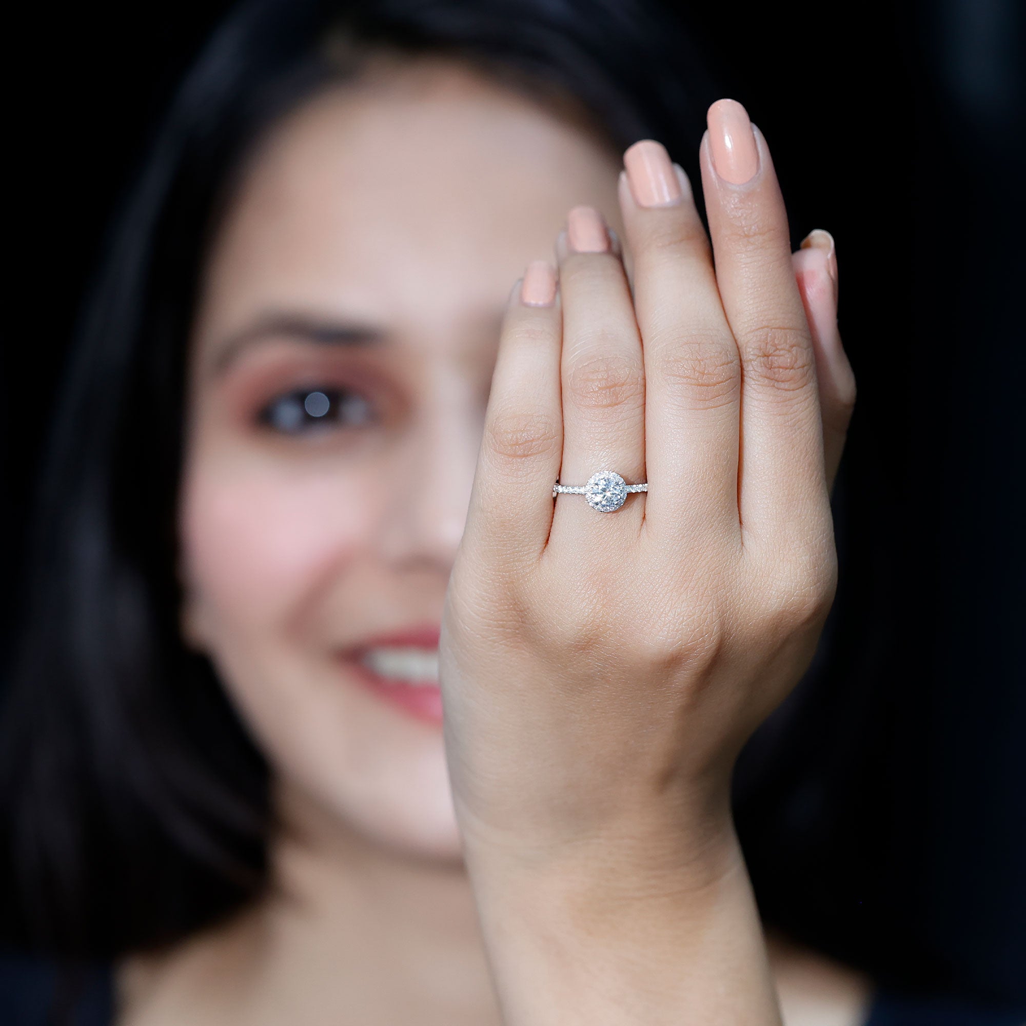 Round Lab Grown Diamond Promise Engagement Ring Lab - ( EF-VS ) - Rosec Jewels