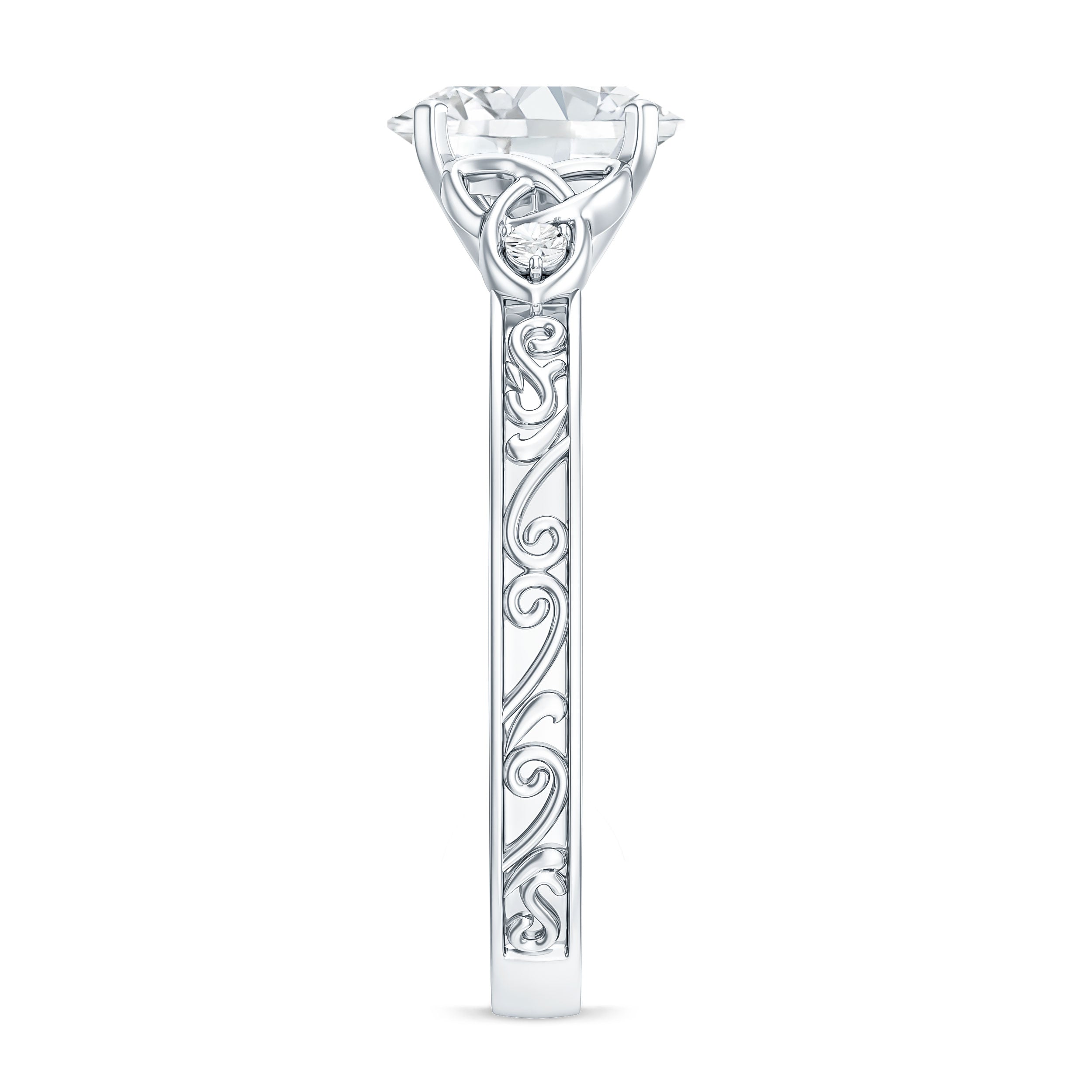 Antique Style Oval Shape Lab Grown Diamond Solitaire Celtic Knot Ring Lab - ( EF-VS ) - Rosec Jewels