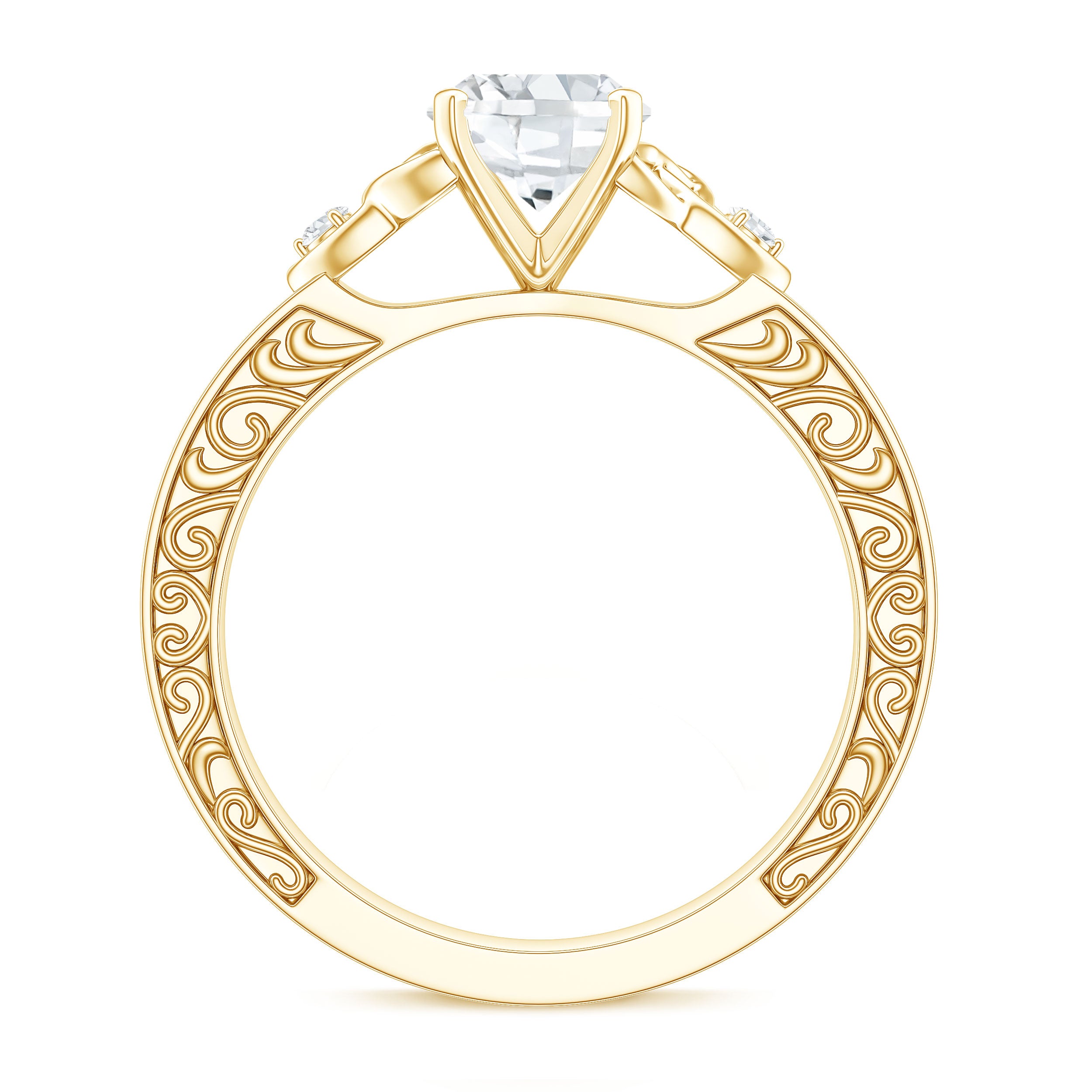 Antique Style Oval Shape Lab Grown Diamond Solitaire Celtic Knot Ring Lab - ( EF-VS ) - Rosec Jewels