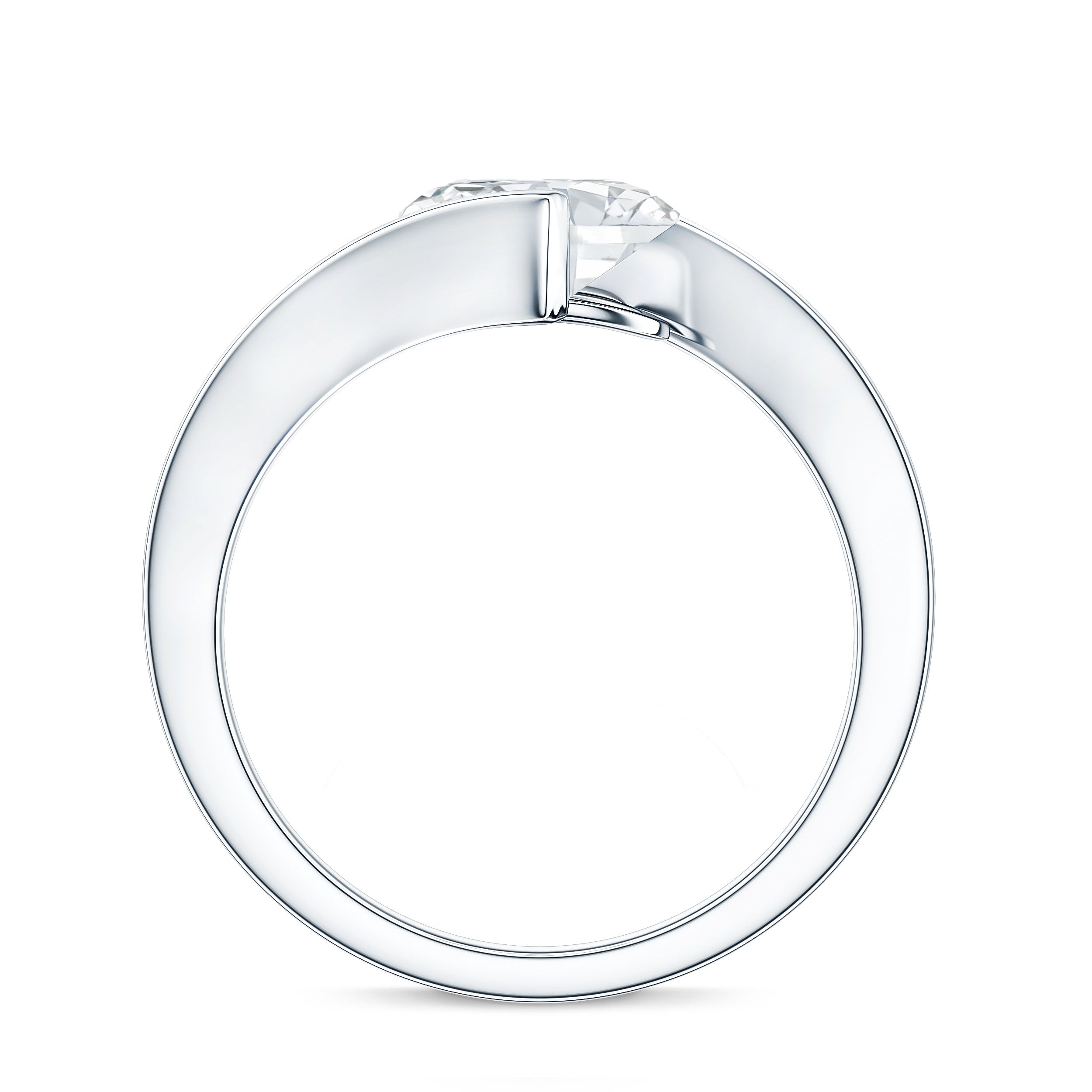 Simple Oval Shape Lab Grown Diamond Solitaire Bypass Ring Lab - ( EF-VS ) - Rosec Jewels