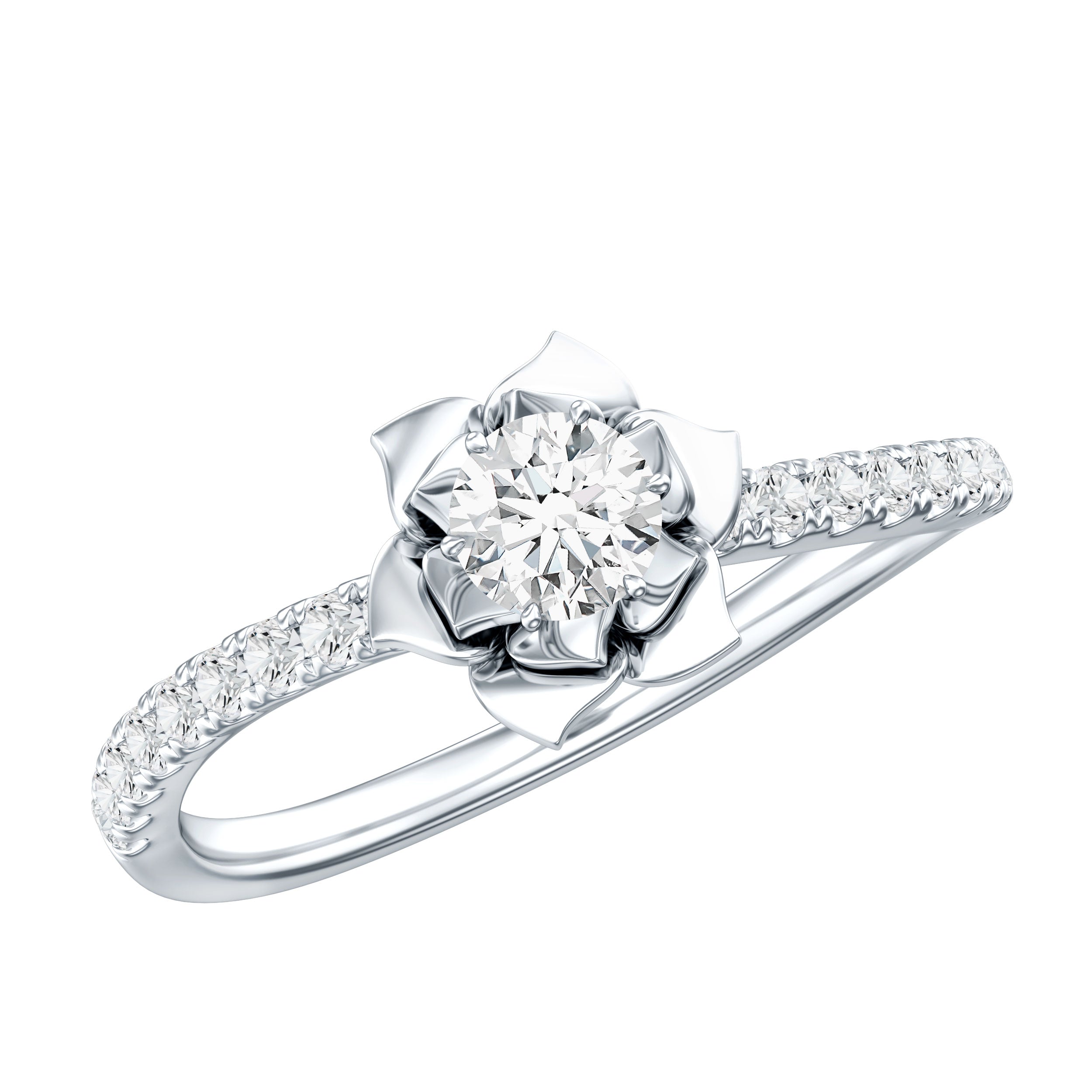 Nature Inspired Floral Engagement Ring with Lab Grown Diamond