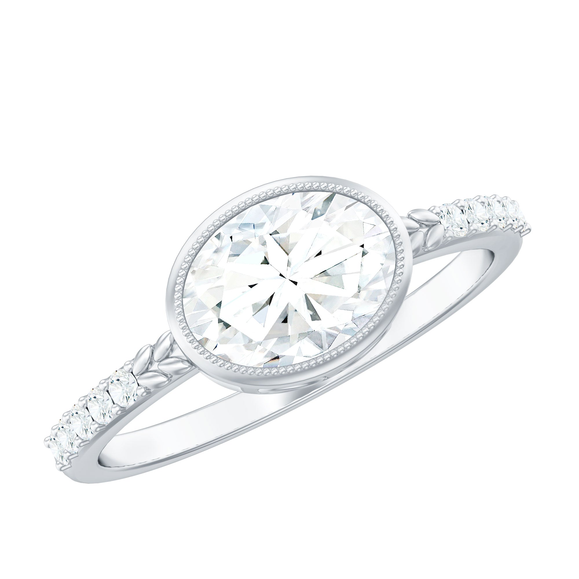 Oval Lab Grown Diamond Solitaire Engagement Ring in Bezel Setting