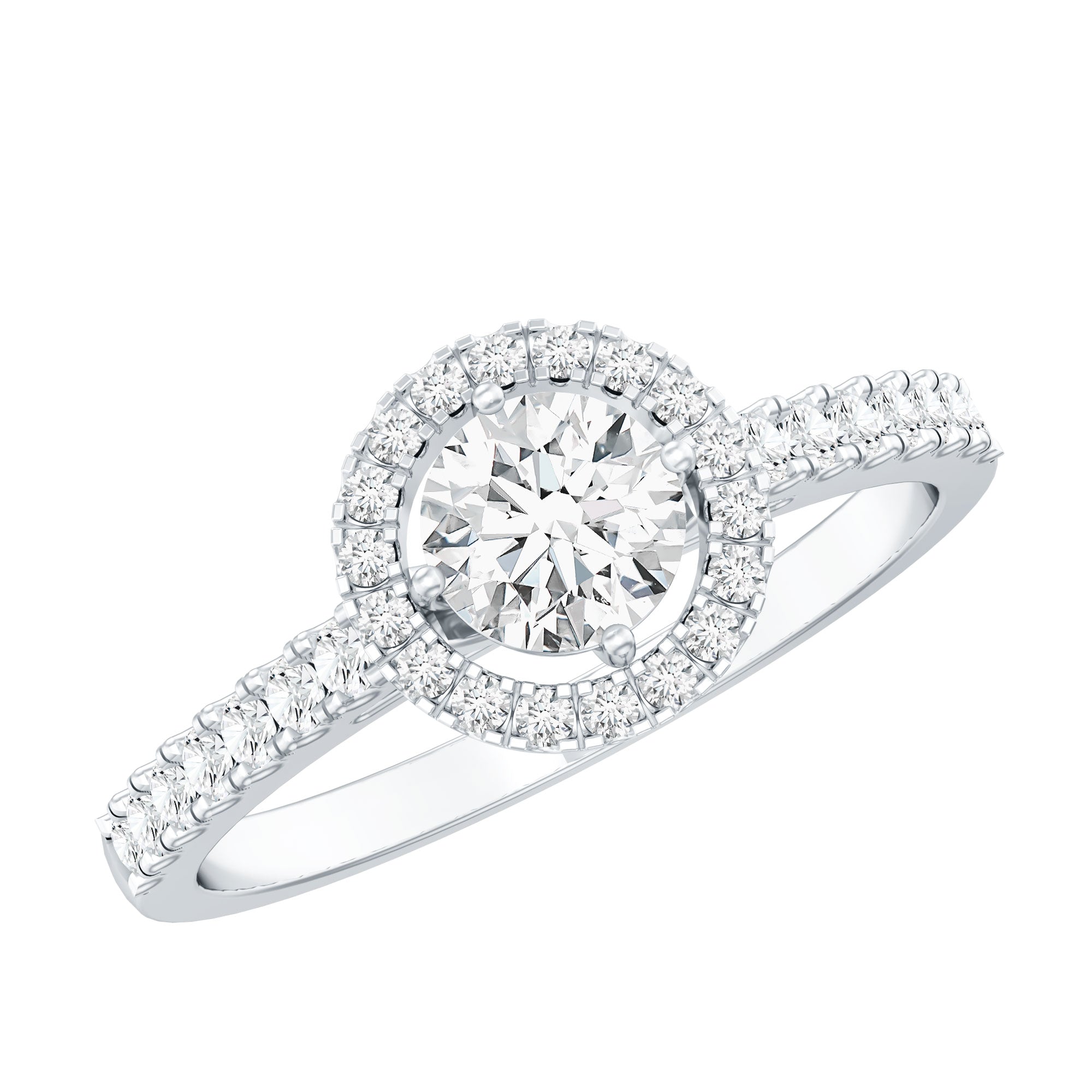 5MM Lab Grown Diamond Engagement Ring with Halo Lab - ( EF-VS ) - Rosec Jewels